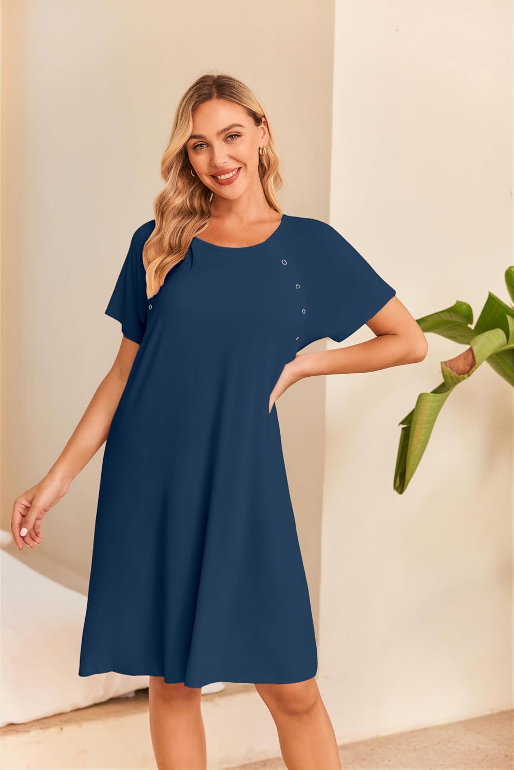 Thumbnail 4 de Ekouaer EKY005099 Maternity Nightdress, Nursing Snaps, Short Sleeves