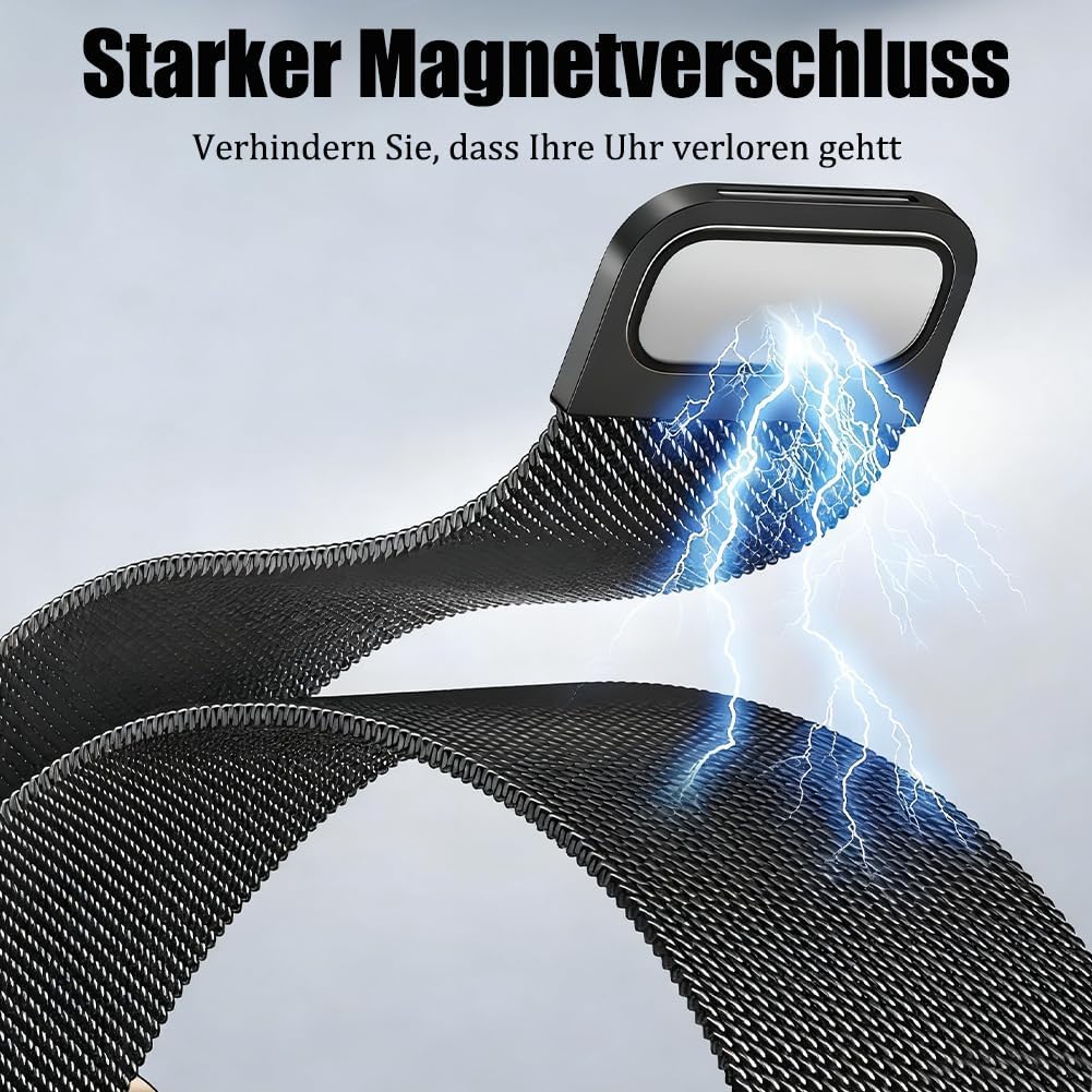 Thumbnail 4 de PDSQL Edelstahl Mesh Uhrenarmband mit Magnetverschluss – Ersatzband in 14–24 mm