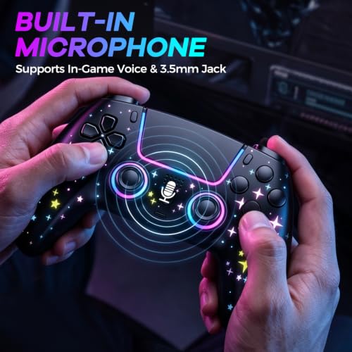 Detalle 1 de Pogriko manette sans fil pour PS5, PS5 Pro et Slim, éclairage RGB et boutons arrière