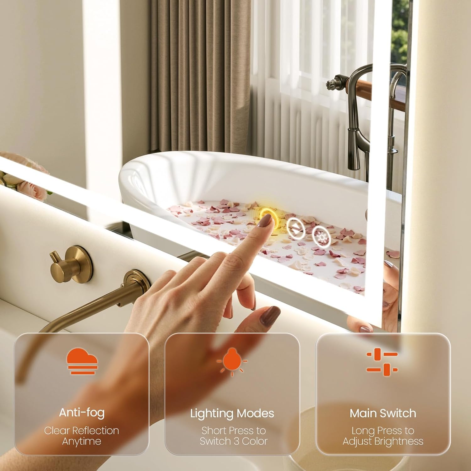 Thumbnail 6 de Rpoesx 30" x 30" LED Bathroom Mirror, Front and Backlit, Anti-Fog