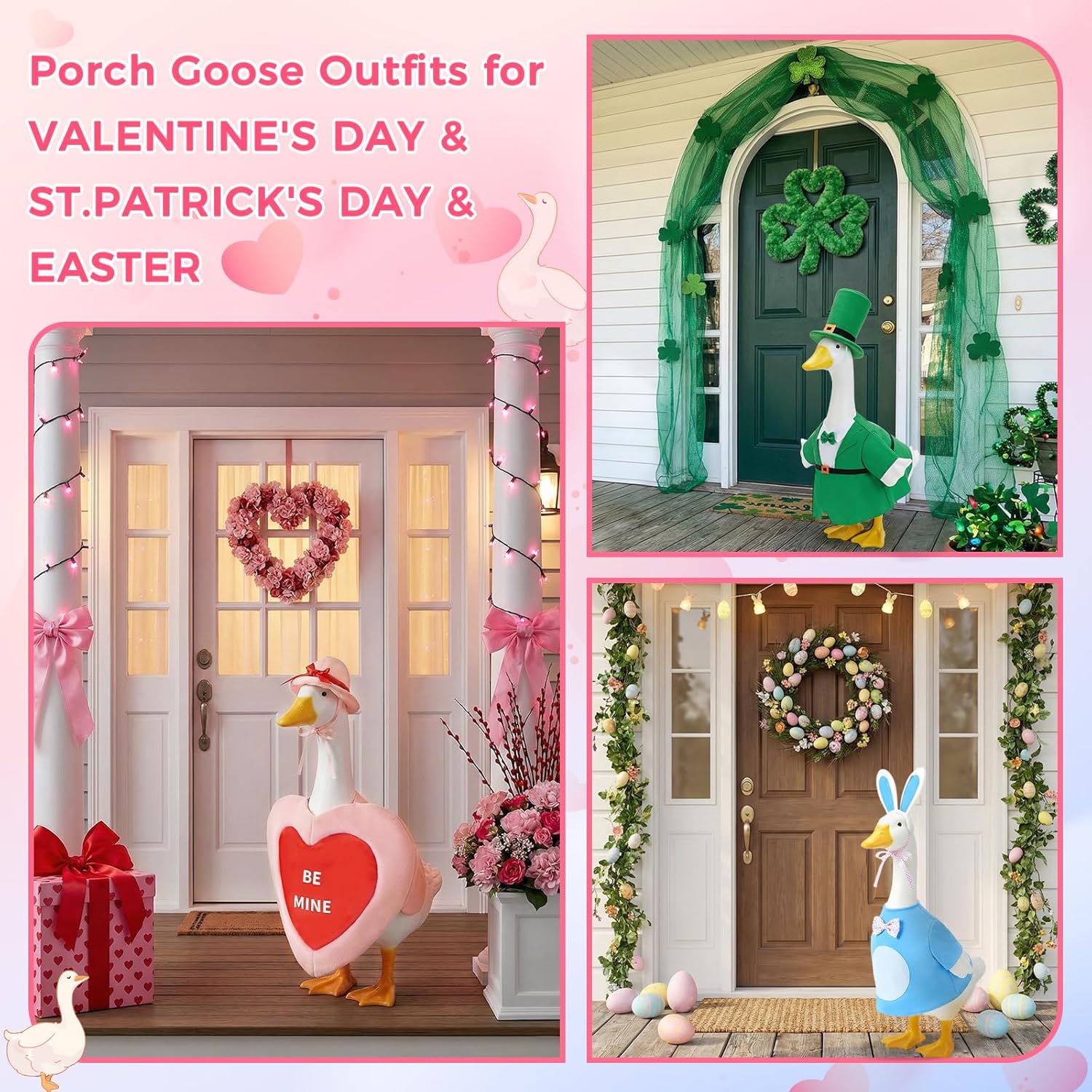 Detalle de QYCHHJ Porch Goose Outfits Set of 8 – Seasonal Holiday Goose Costumes for 23-Inch Lawn Decor