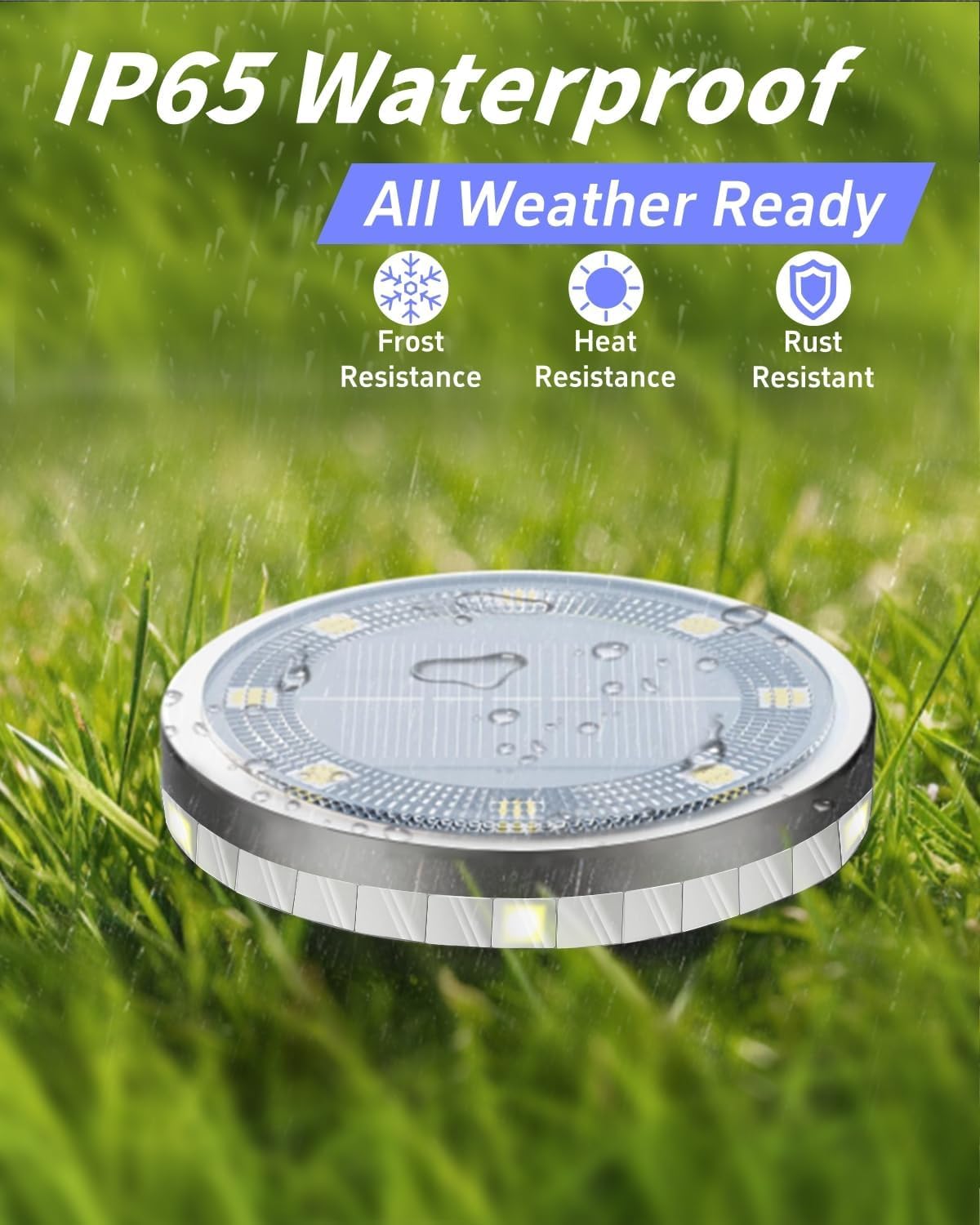 Detalle de Bzavor 12er IP65 Solar Bodenleuchten – 8 Ober- und 4 Seiten-LEDs für Gartenwege