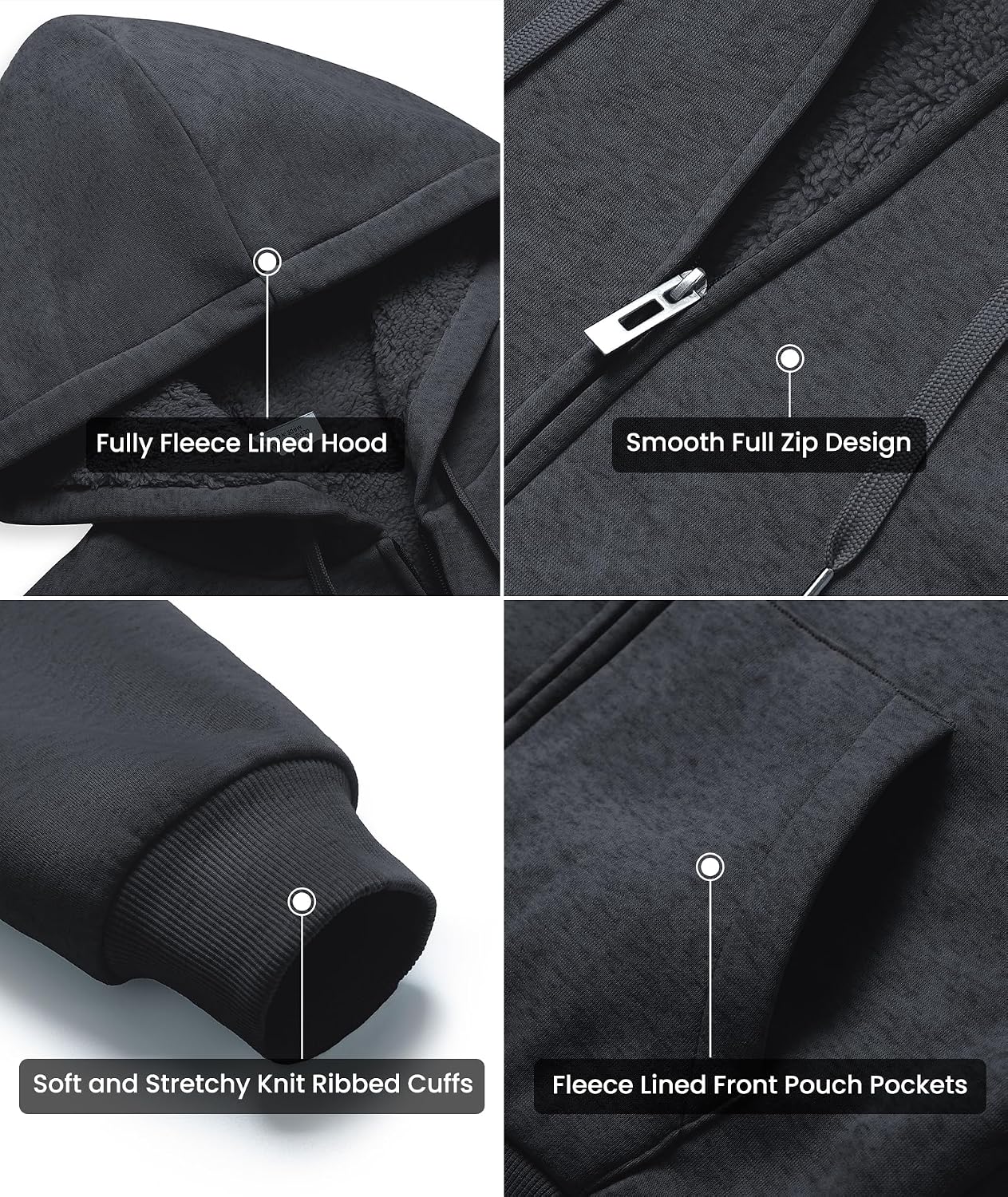 Thumbnail 4 de GEEK LIGHTING Hoodies for Men Heavyweight Sherpa Zip-up Sweatshirt