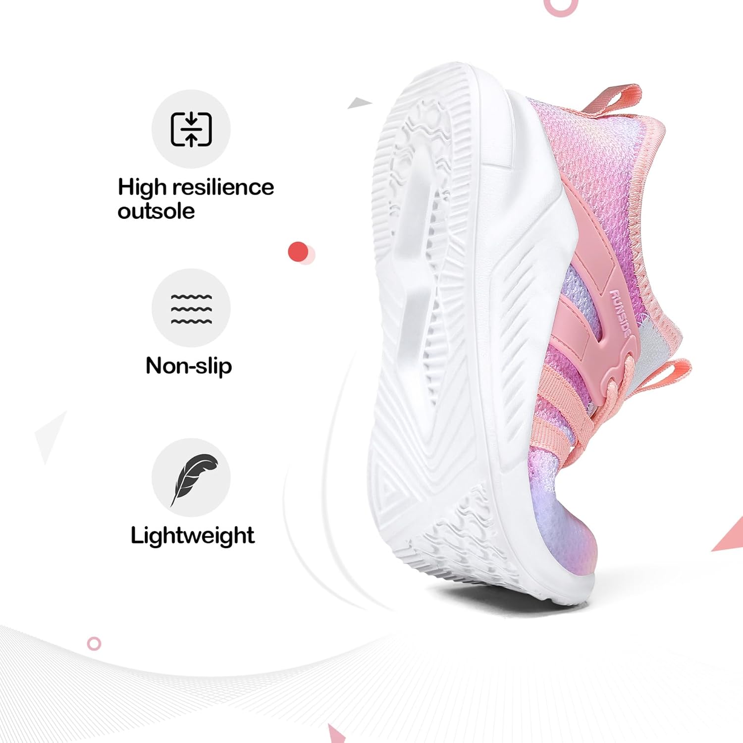 Detalle de RUNSIDE Girls Lightweight Tennis Shoes with Non-Slip EVA Outsole