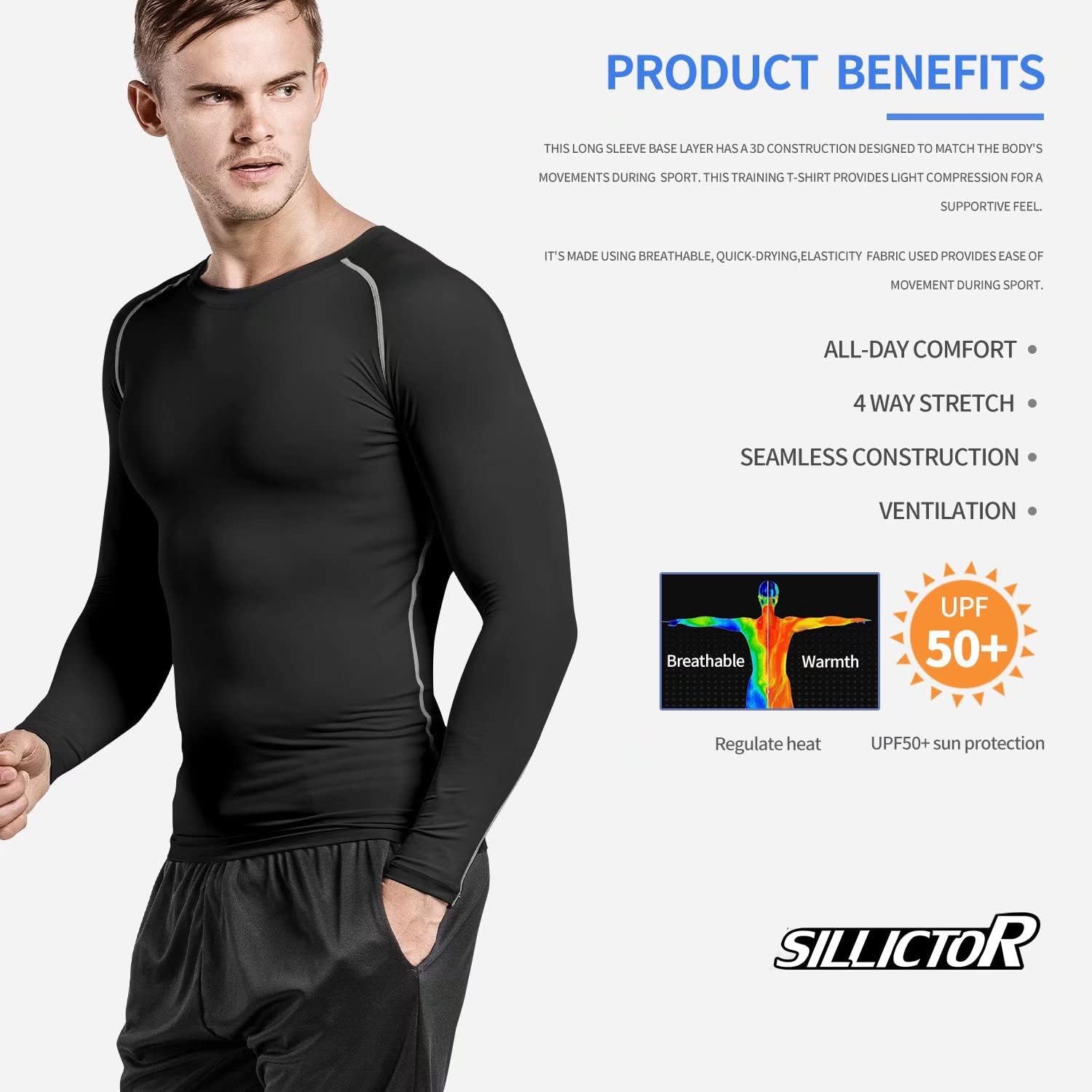 Thumbnail 3 de Sillictor Long Sleeve Compression Base Layer UPF50+