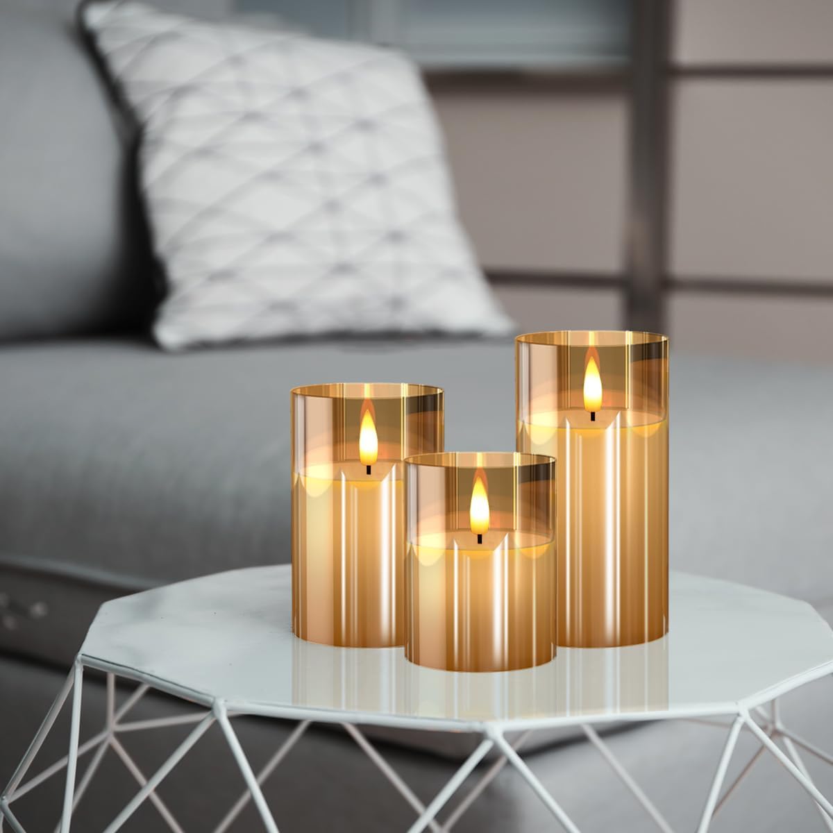 Thumbnail 3 de Tyawon Glass Flameless LED Candles Pack of 3 🕯
