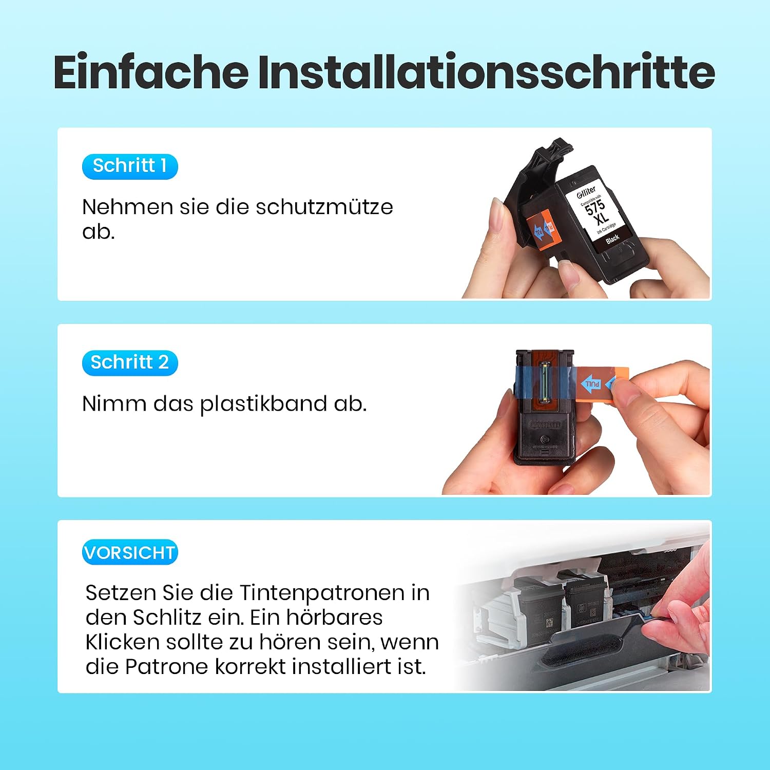 Thumbnail 6 de Druckerpatronen 575/576 PG-575XL CL-576XL kompatibel für Canon Pixma (2er Set) – Schwarz + Farbe