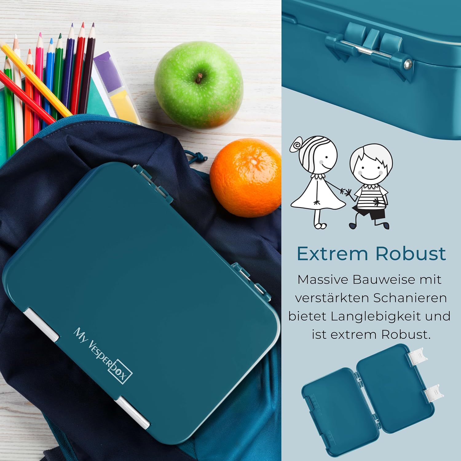 Thumbnail 6 de My Vesperbox® Kinder-Brotdose mit Fächern [LEN] – Lunchbox mit Trennfächern & leichter Kinderöffnung