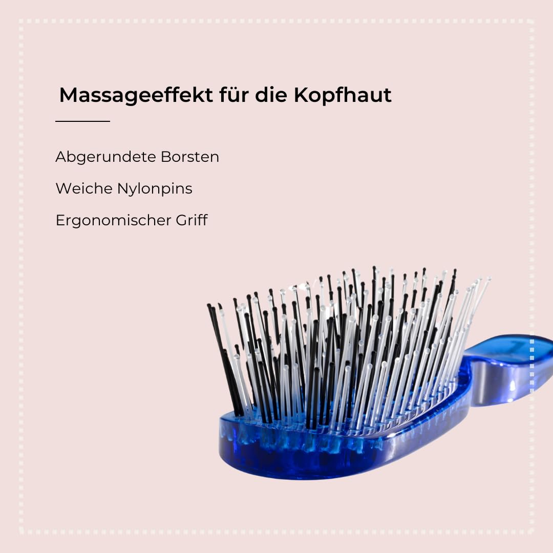 Detalle de Hercules Sägemann Scalp Brush Piccolo blue – Zauberbürste für sanftes Entwirren und Kopfhautmassage