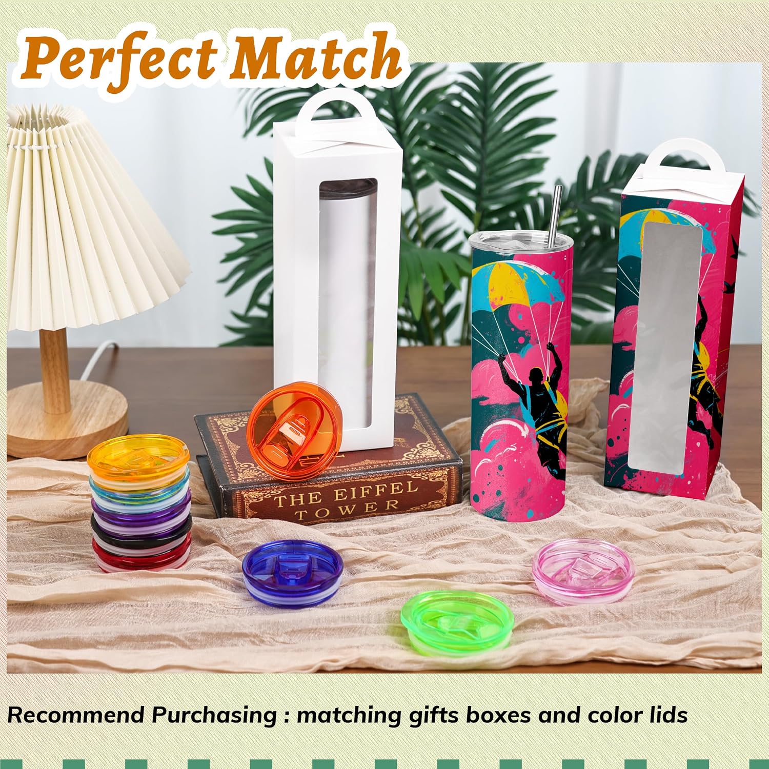 Thumbnail 6 de Joyclub 16-Pack 20 oz Sublimation Tumbler Blanks (Flat Edge, Skinny Straight) with Lids & Straws