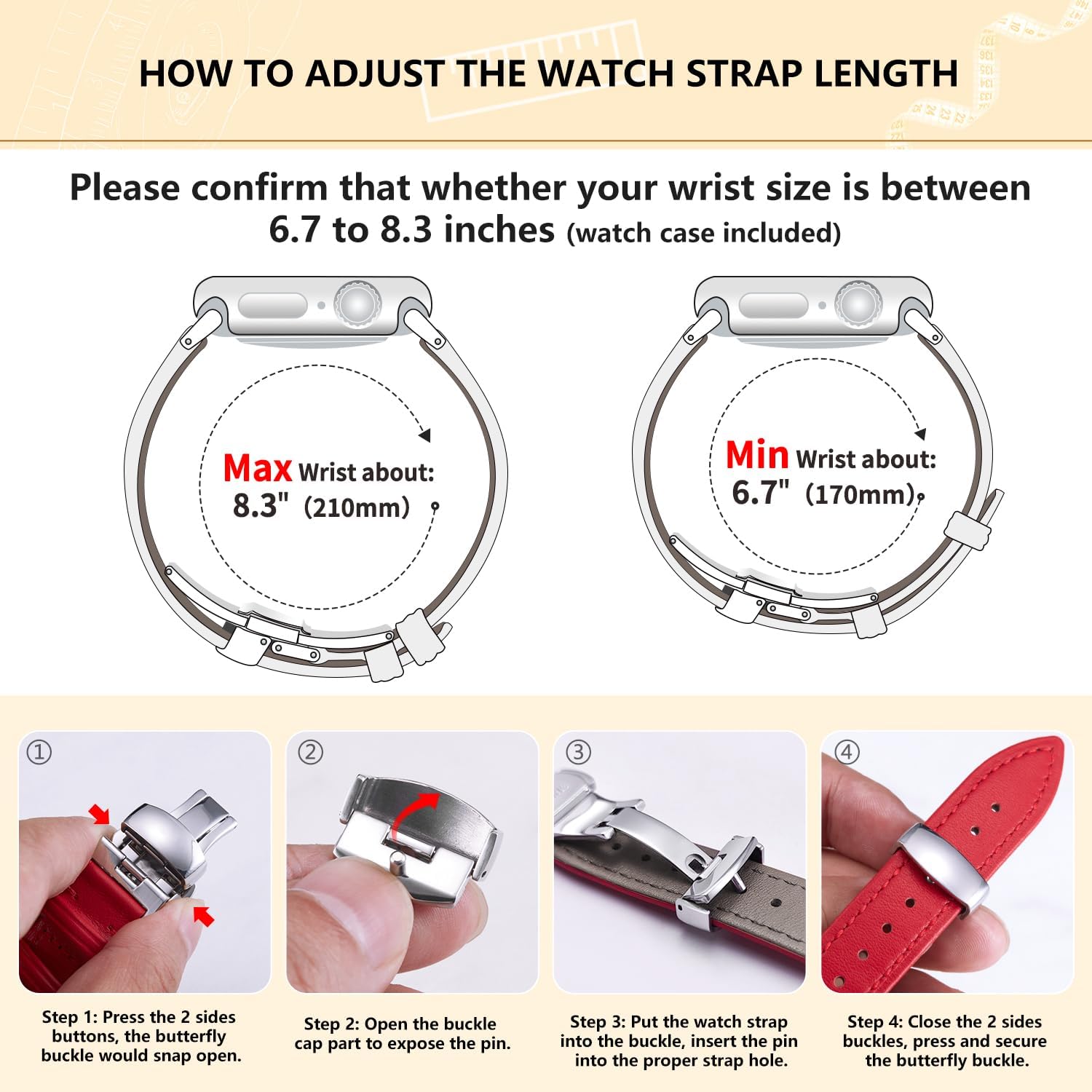 Thumbnail 5 de BINLUN Leather Strap for Apple Watch 44mm