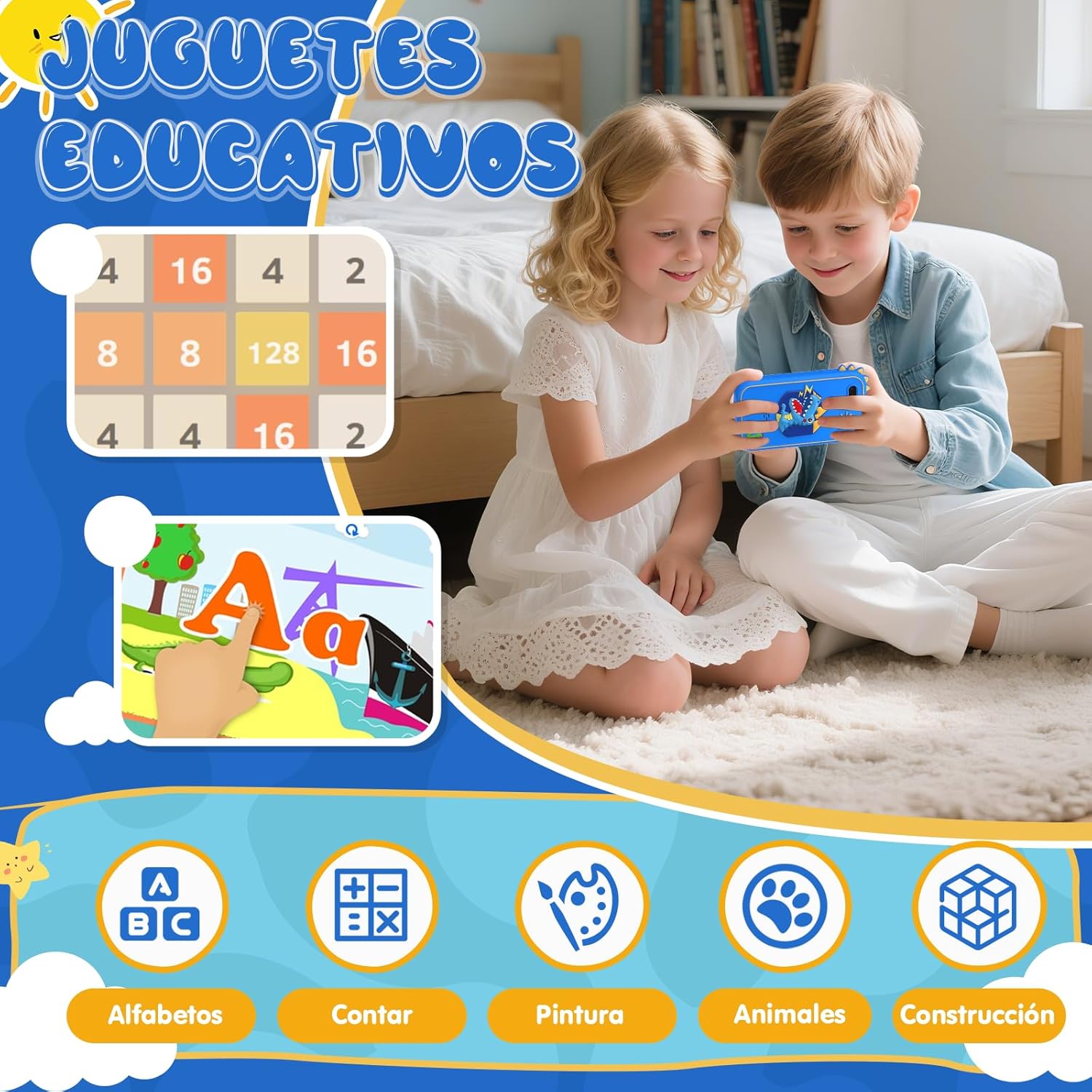 Thumbnail 5 de Fippesax Kinder Handy Smartphone Spielzeug mit 2,8" Touchscreen, Dualkamera und 20 Lernspielen (blau)