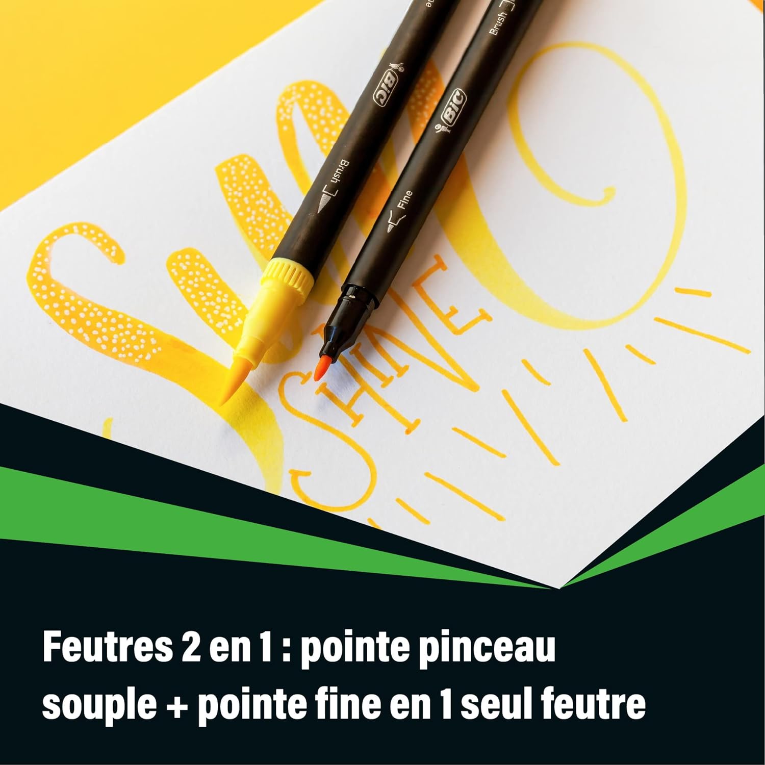 Detalle de BIC Intensity Dual-Tip Felt Tip Pens (12 Pack) – Fine + Brush for Colouring, Journals and Calligraphy