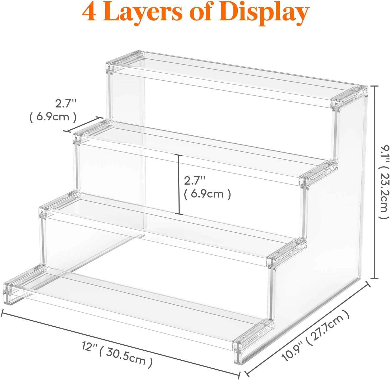 Detalle de Lifewit 22062 12-Inch Clear 4-Tier Display Riser Organizer