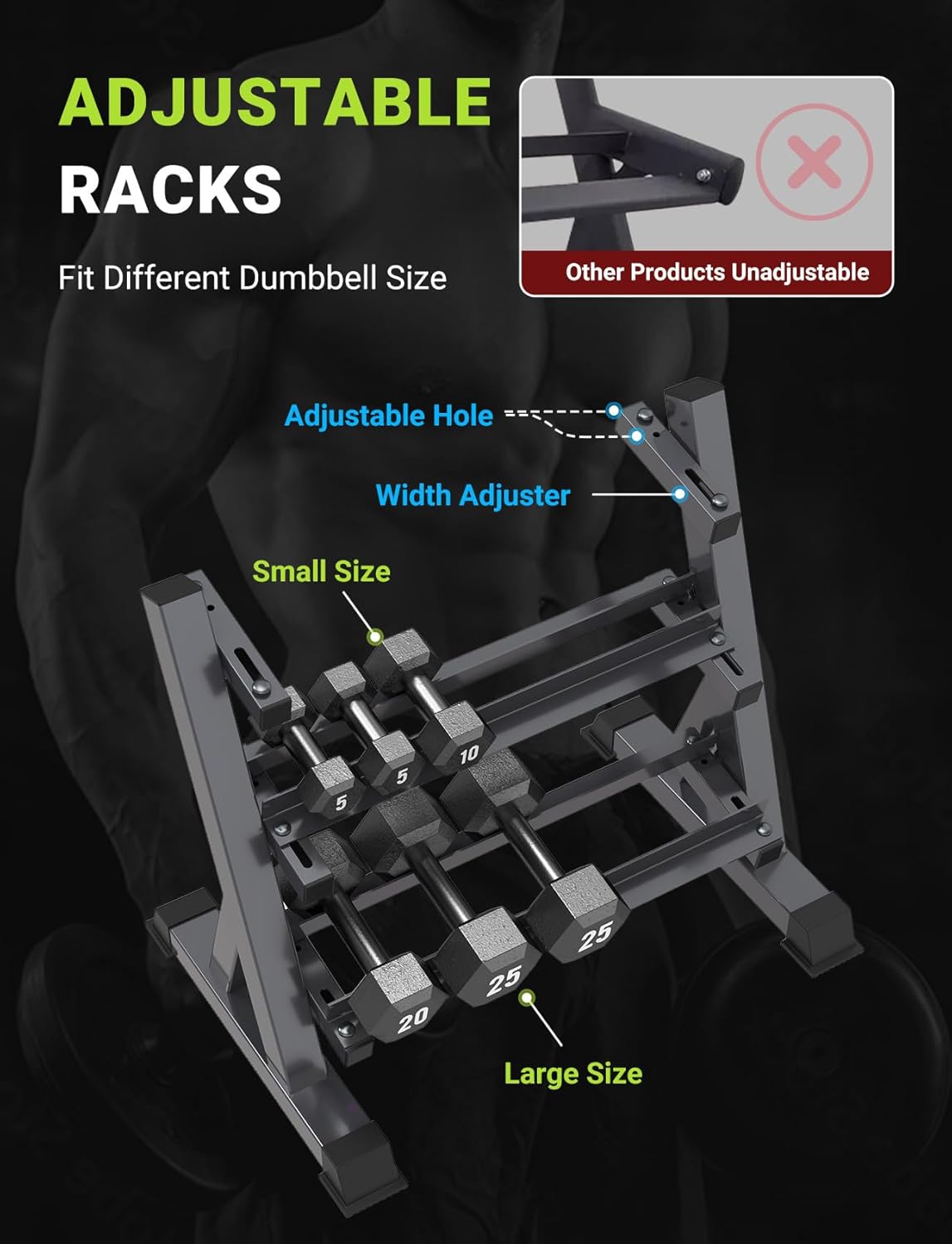 Detalle de YOLEO Rack Palestra - Rastrelliera pesi Regolabile per Palestra di Casa