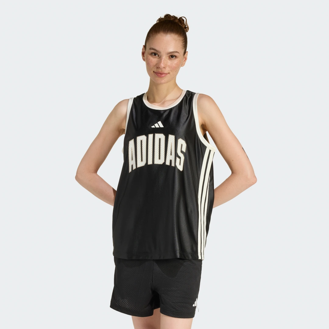 Detalle de Camiseta sin mangas Stadium de Adidas — negra, para entrenar y combinar