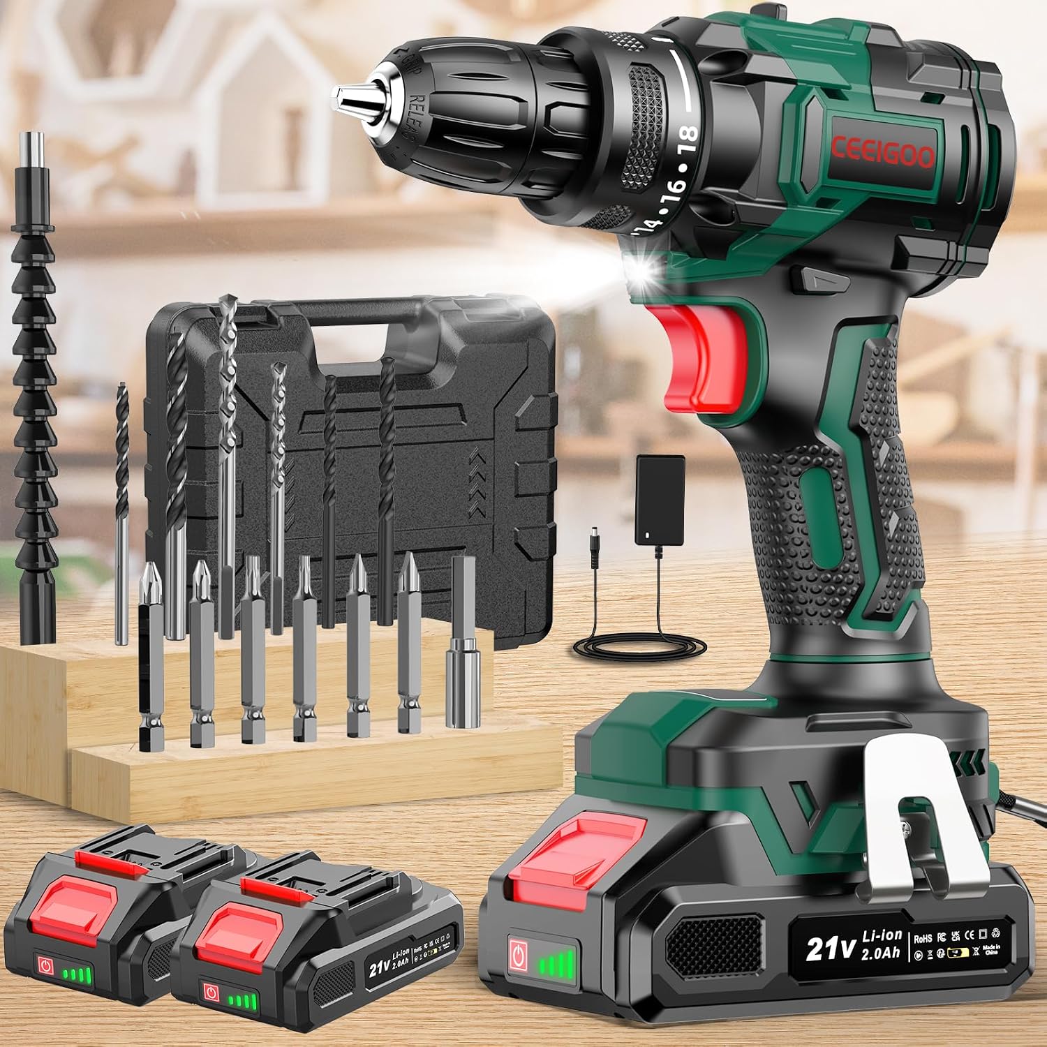 Detalle de CEEIGOO Trapano Avvitatore Brushless 21V 42N.m