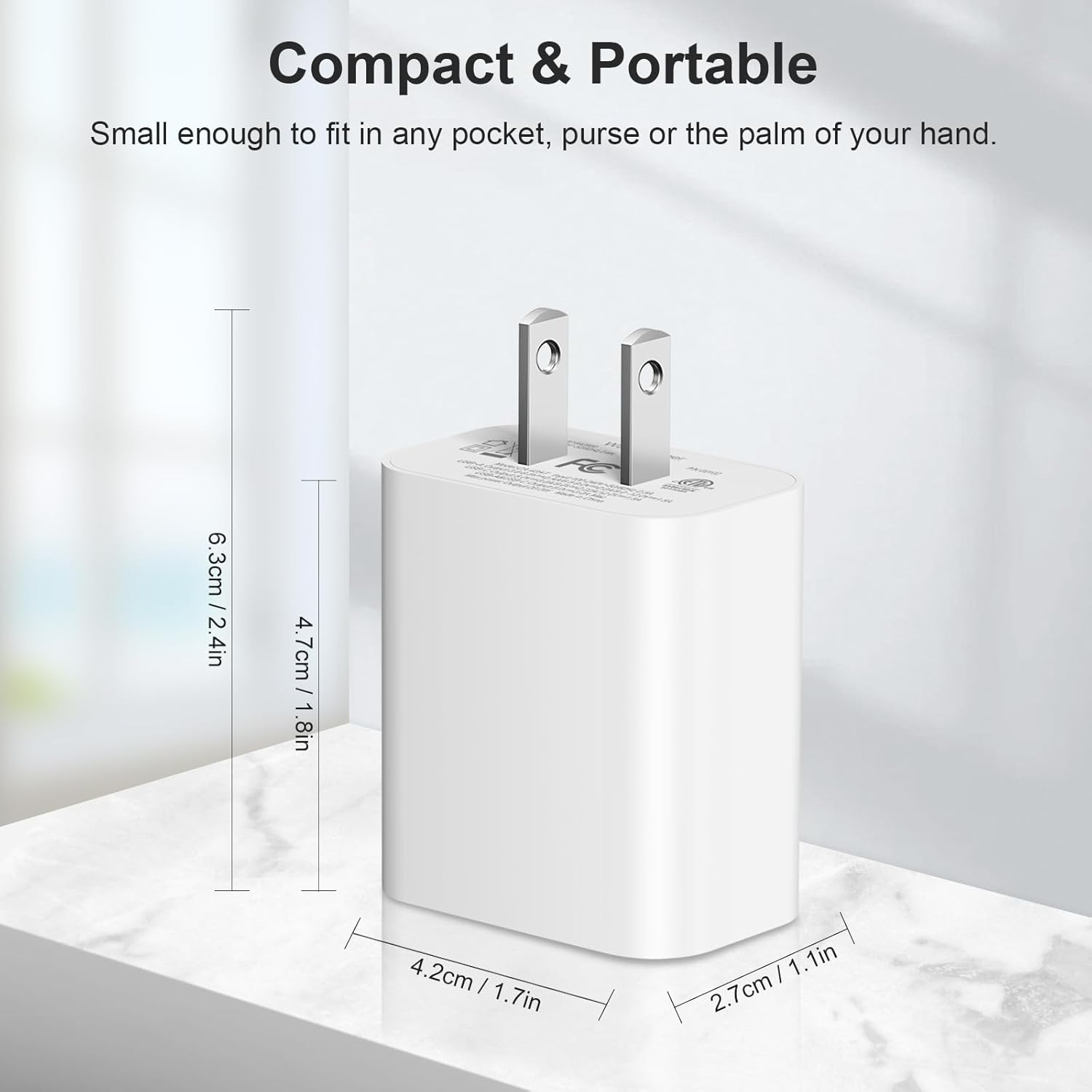 Detalle de 4 Pack USB C Charger Block with 20W USB-C/ USB-A Ports — Fast Wall Chargers for iPhone, Samsung and Android