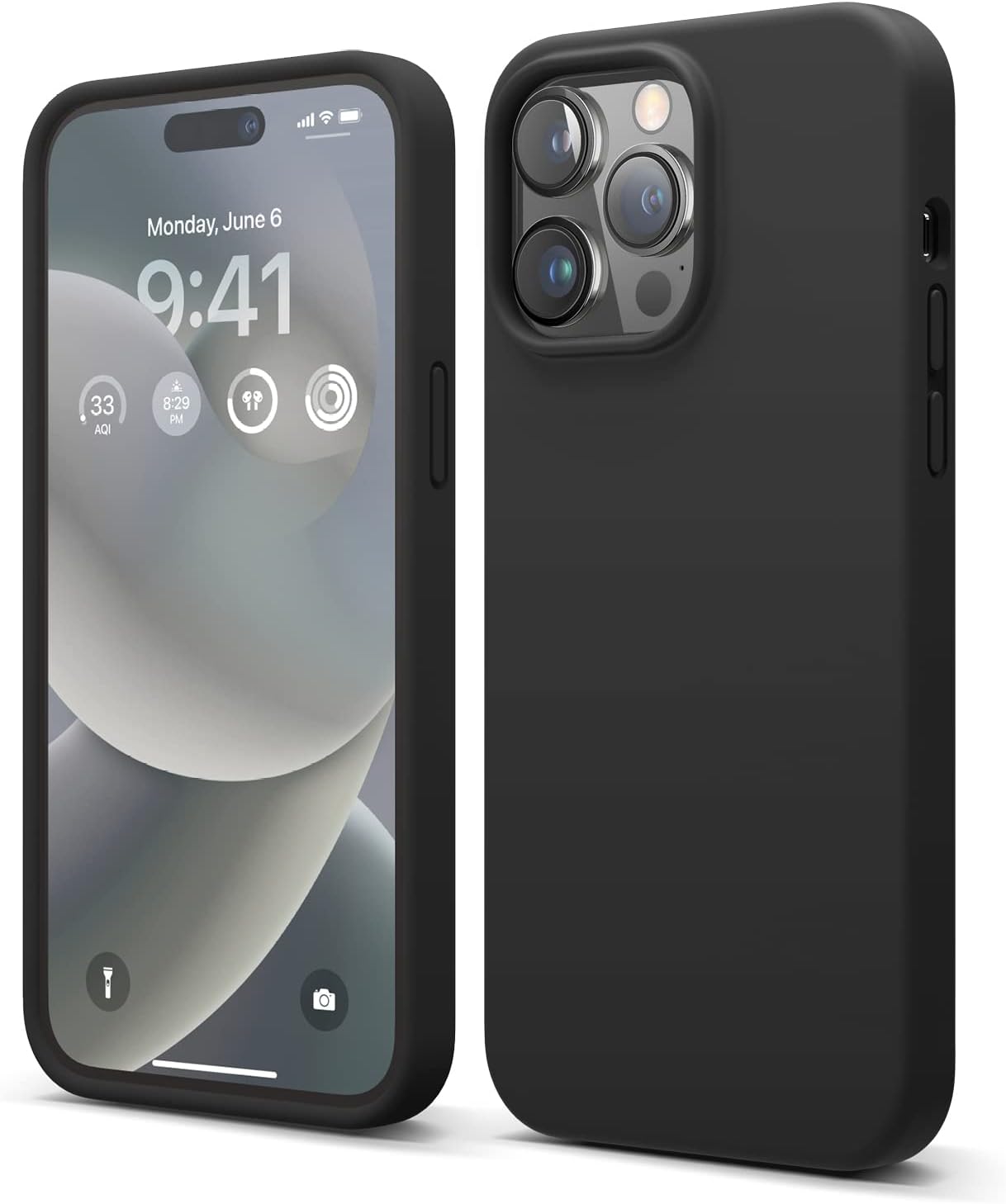 Detalle de elago Liquid Silicone Case for iPhone 14 Pro Max (6.7") – black soft silicone shockproof phone cover with full-body protection