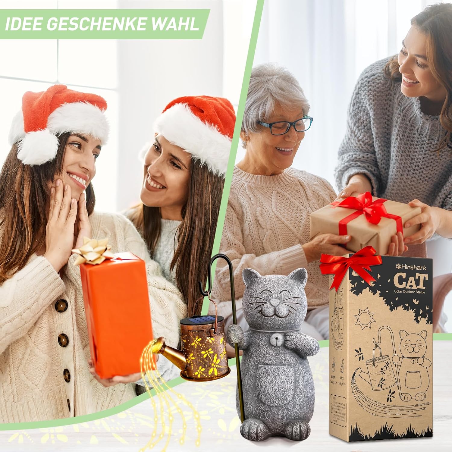 Thumbnail 5 de Hinshark Solar-Gartendeko für Frauen: Katzenfigur mit Solar-Laterne als Muttertags- & Geschenkidee