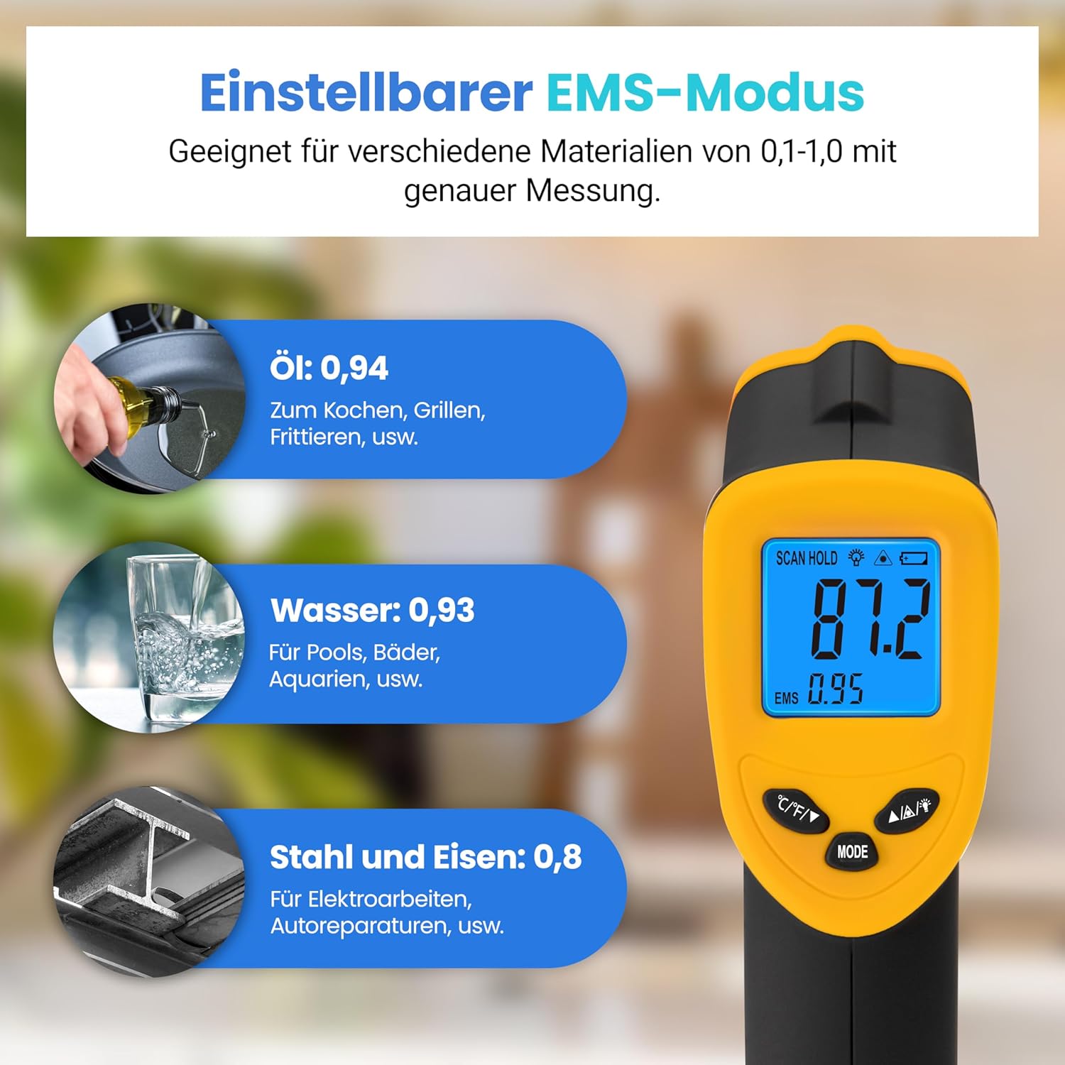 Detalle 2 de Infrarot-Thermometer -50 bis 450 °C für Küche