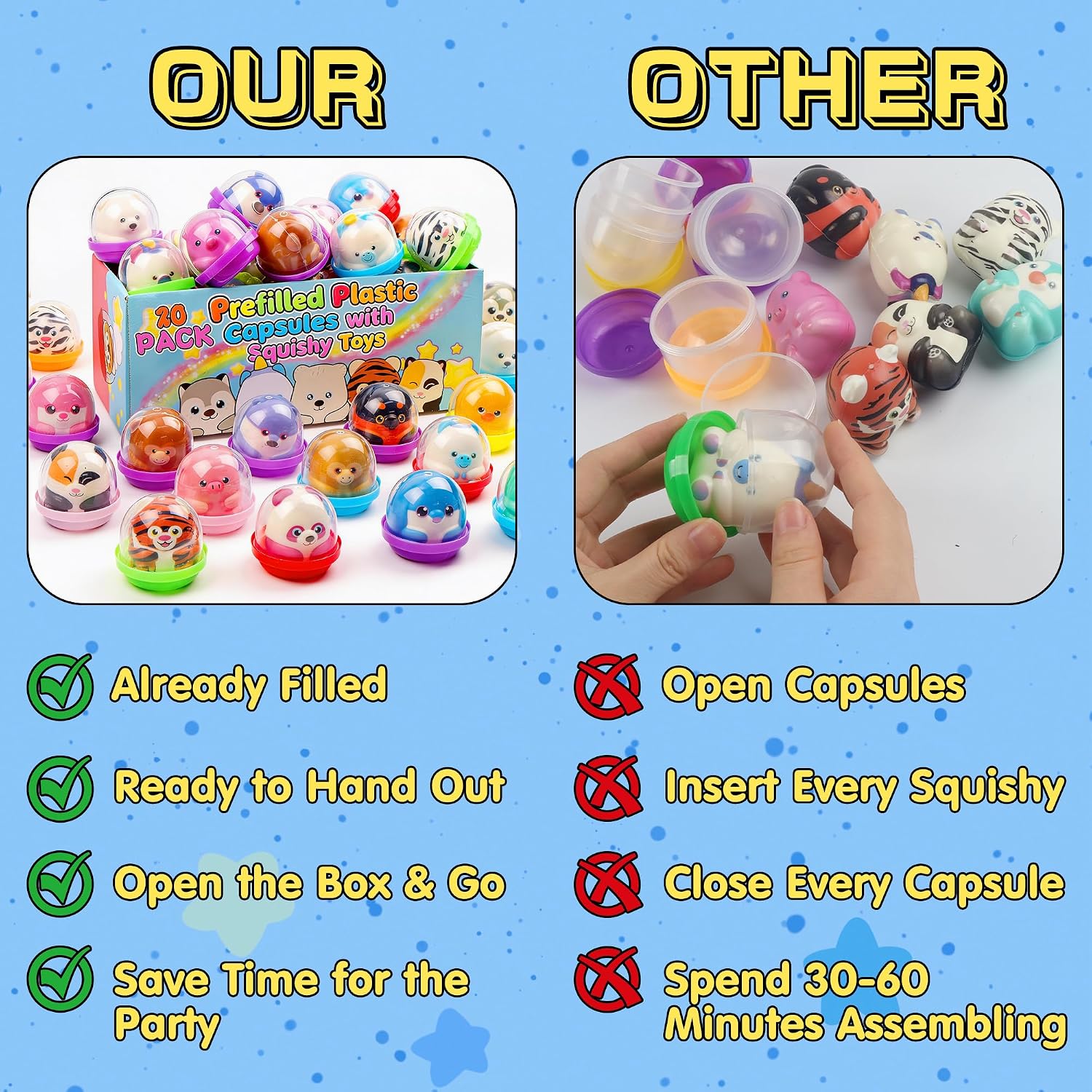 Detalle 2 de KissFree 20 Pack Animal Squishy Toys in Ready-to-Give Capsules
