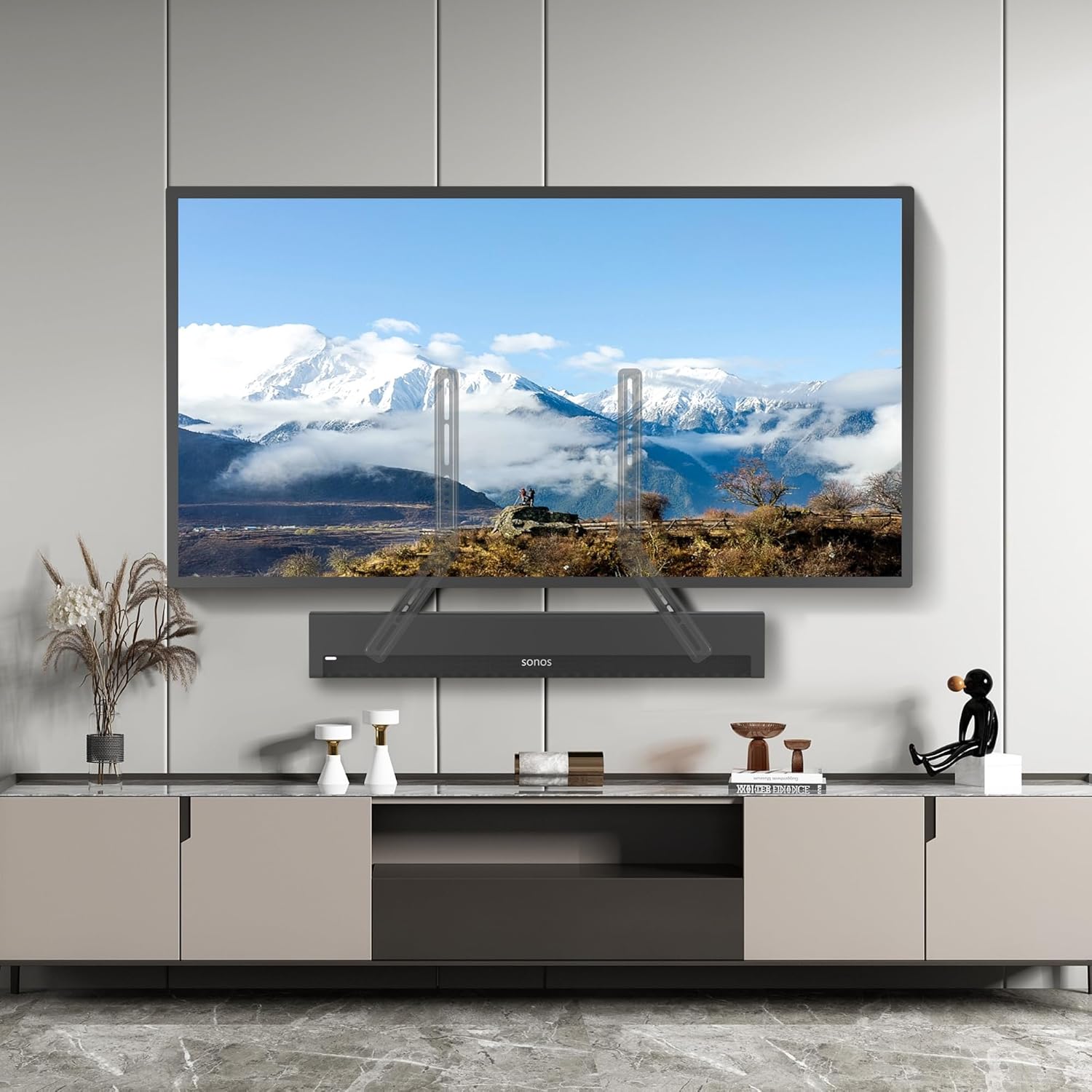 Detalle de XINLEI Support de Barre de Son SBR302: montage sans perçage pour TV 23–65" et barre jusqu’à 10 kg