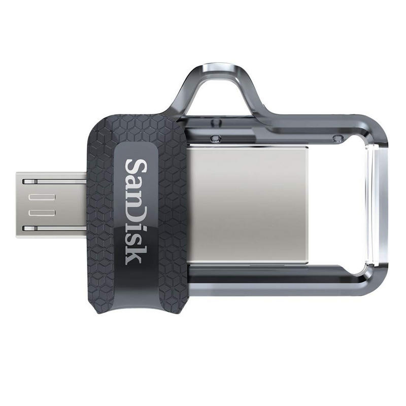 Detalle de SanDisk Ultra Dual m3.0 64GB USB 3.0 Gris/Plata: transferencia rápida entre móvil y ordenador