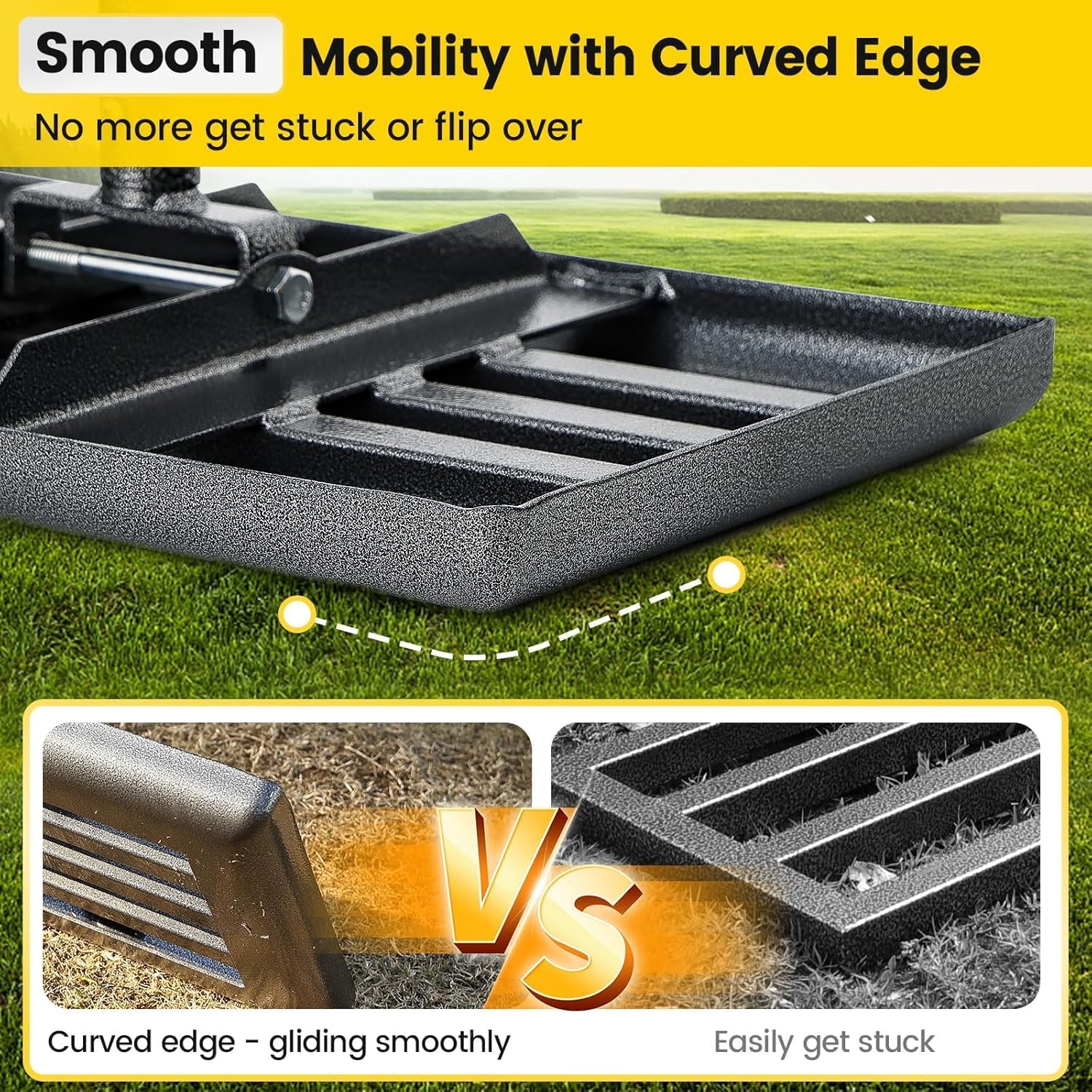 Thumbnail 2 de Lawn Leveling Rake, Heavy Duty 43×25 cm Curved Ground Plate with 182 cm Handle