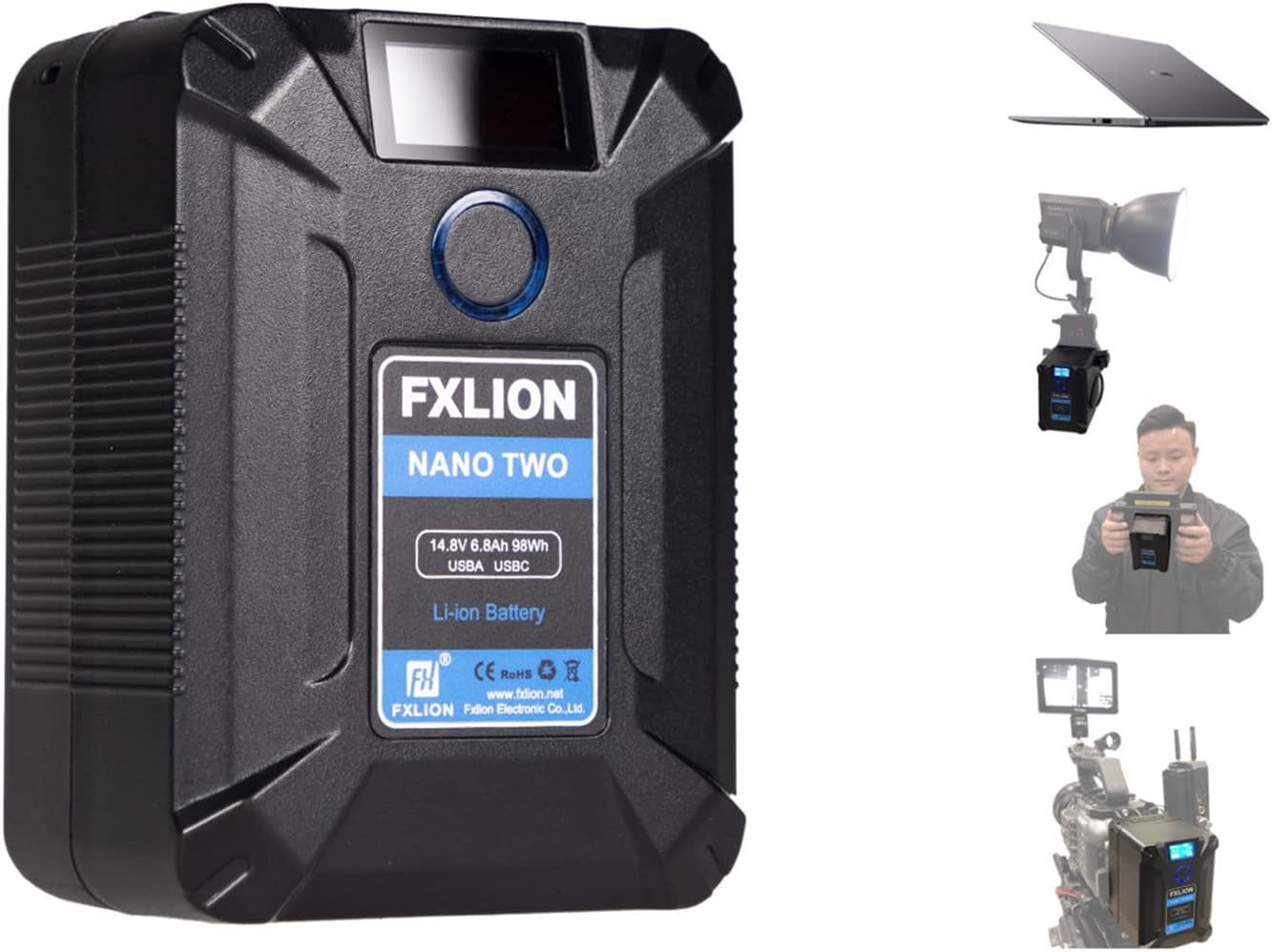Detalle de SONGING Fxlion NANO TWO 98Wh: Tiny V-mount Battery with Type-C, D-Tap, USB Ports