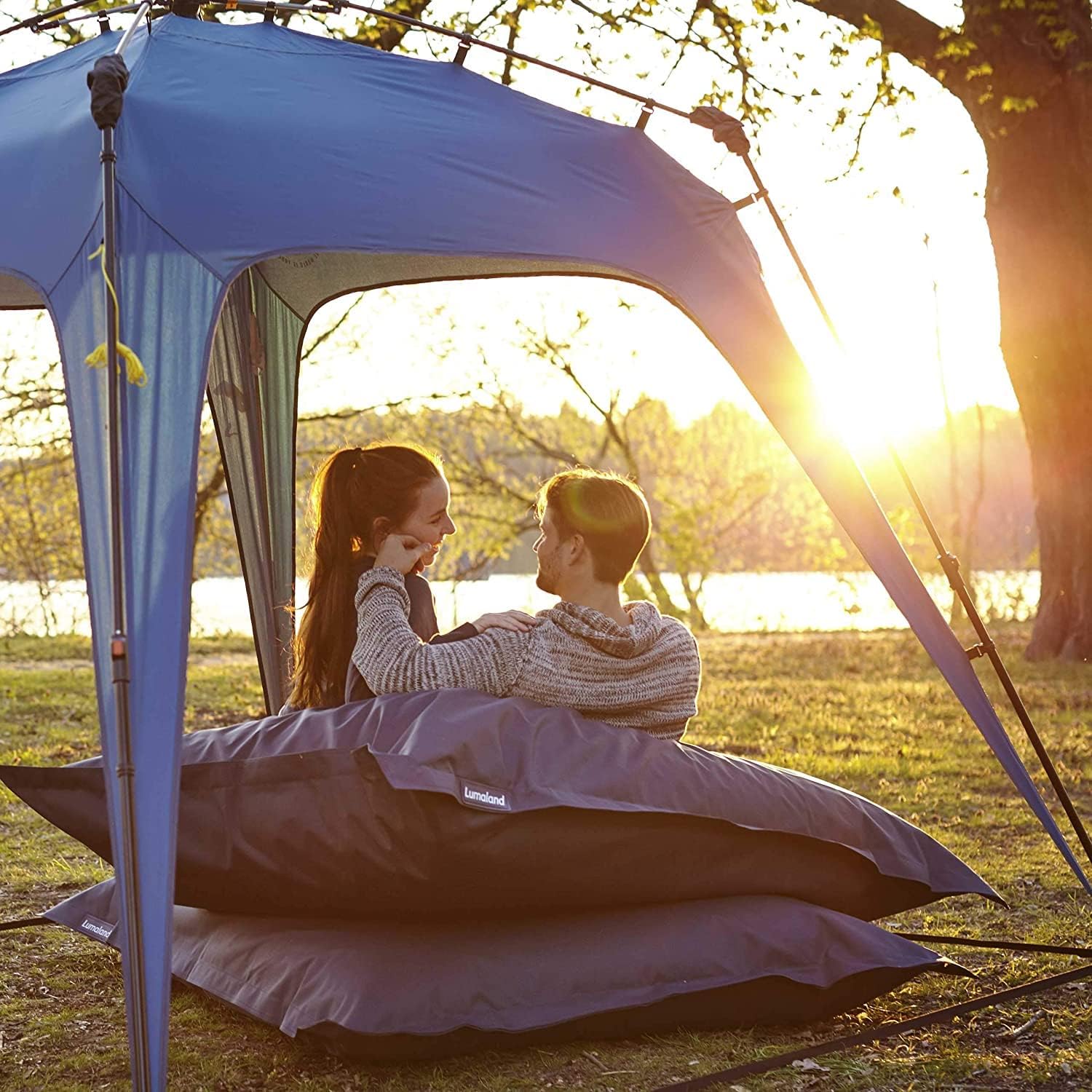 Detalle de Lumaland x Where Tomorrow – Gazebo da giardino con parete laterale rimovibile, 225 x 155 x 132,5 cm, protezione 1000 mm e SPF 50+