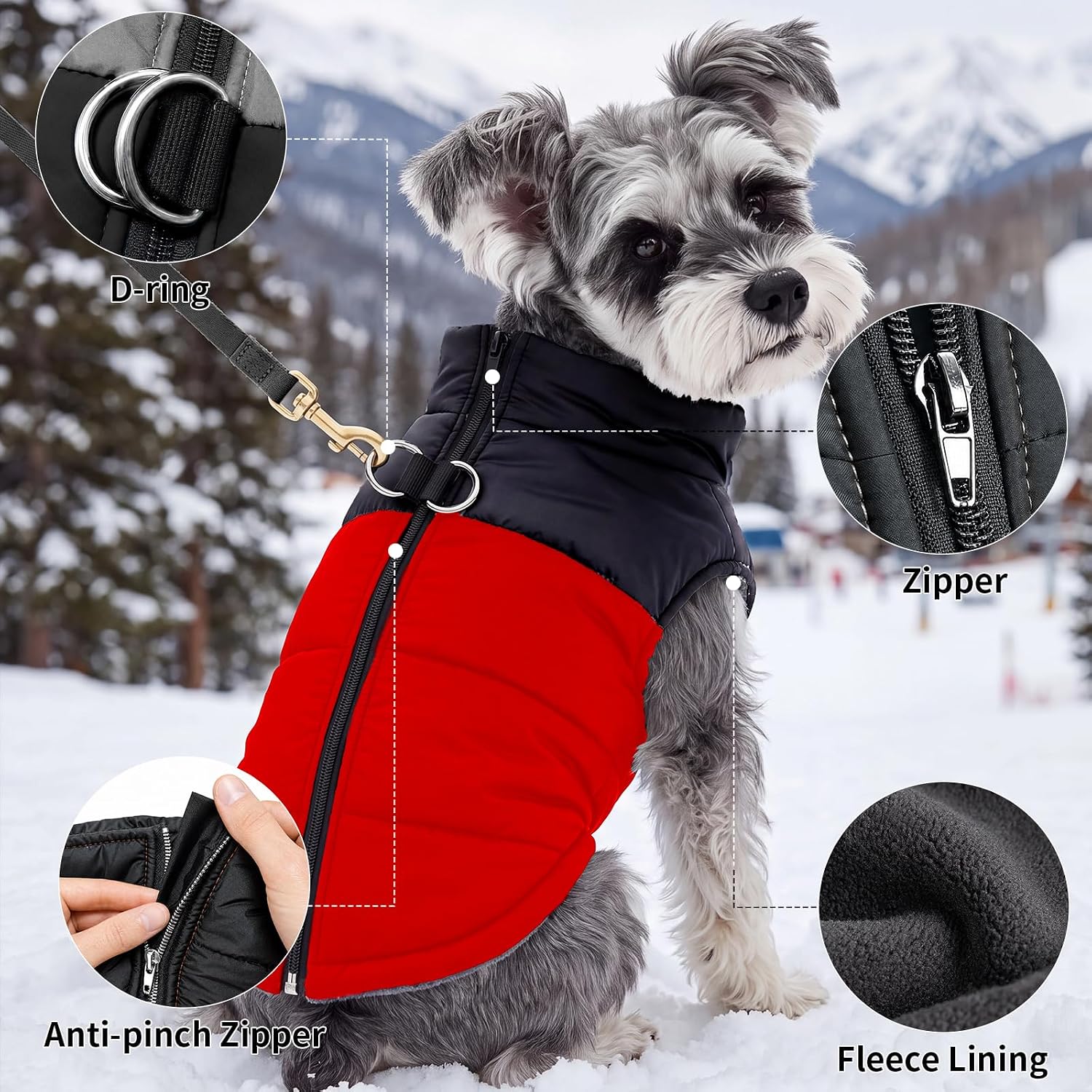 Detalle 2 de Dog Winter Coat with Fleece Lining