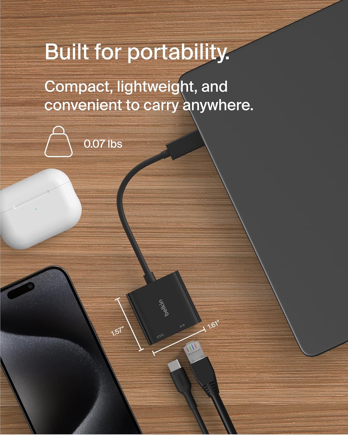 Detalle de Belkin Connect USB-C to Ethernet Adapter 100W