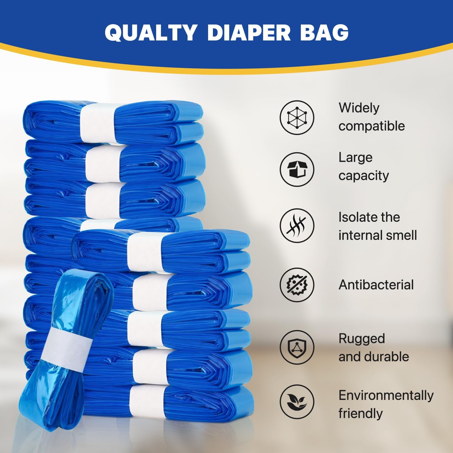 Thumbnail 2 de Nappy Bin Refills, 7.5m Extra-Long Diaper Pail Bags – 8 Pack (Compatible with Tommee Tippee Twist & Click and Sangenic TEC Bins)