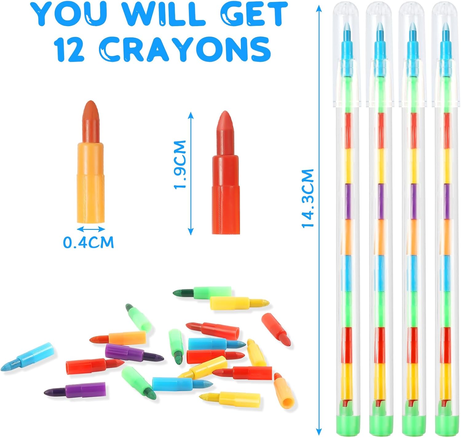 Thumbnail 1 de Vicloon Crayon de Couleurs en Cire et Empilables – 12 blocs colorés pour enfants