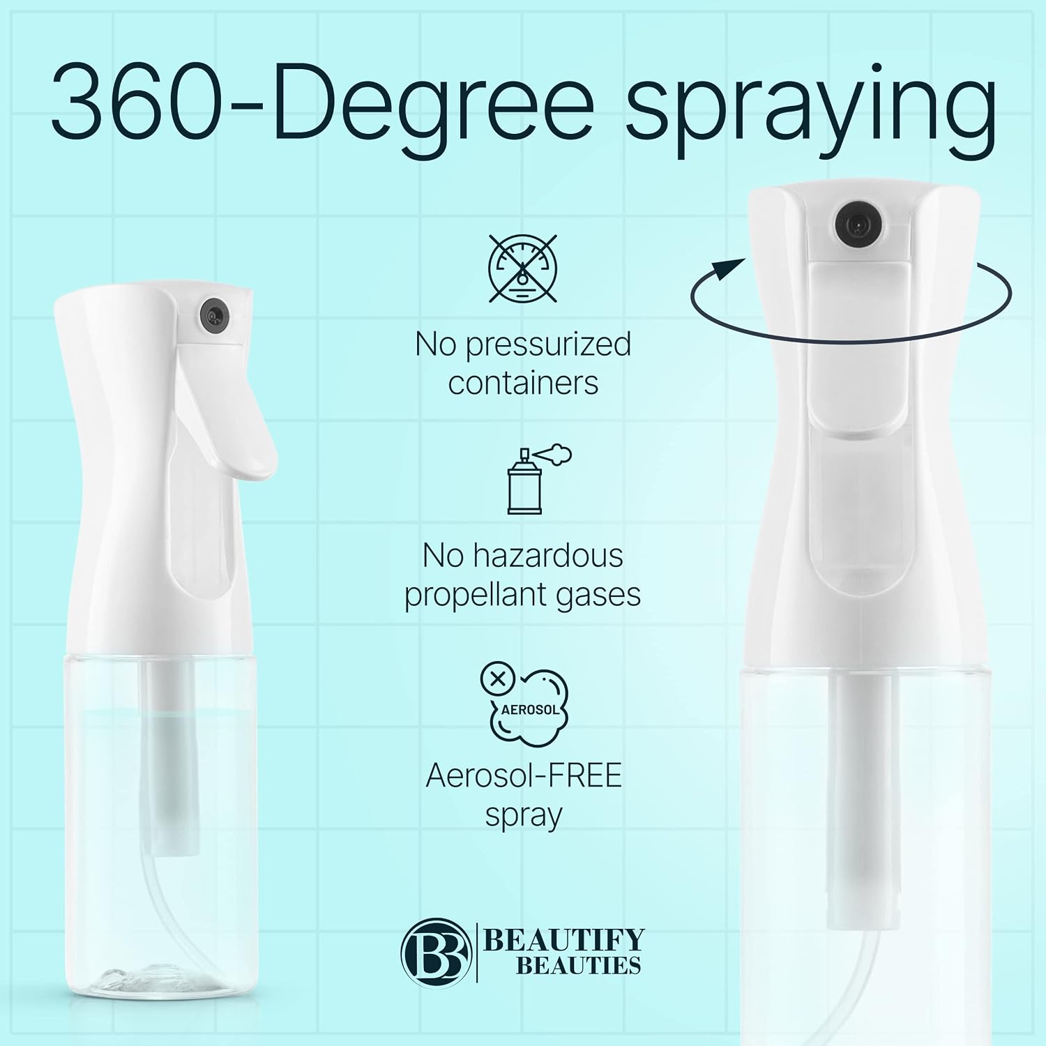 Detalle de BeautifyBeauties Continuous Mist Spray Bottle (10.1 Ounce) for Hair, Plants, Cleaning & More