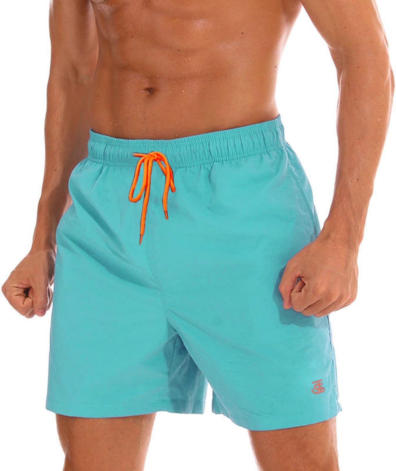 Detalle de JustSun Herren-Badeshorts mit Mesh-Futter, schnelltrocknend und verstellbarem Tunnelzug