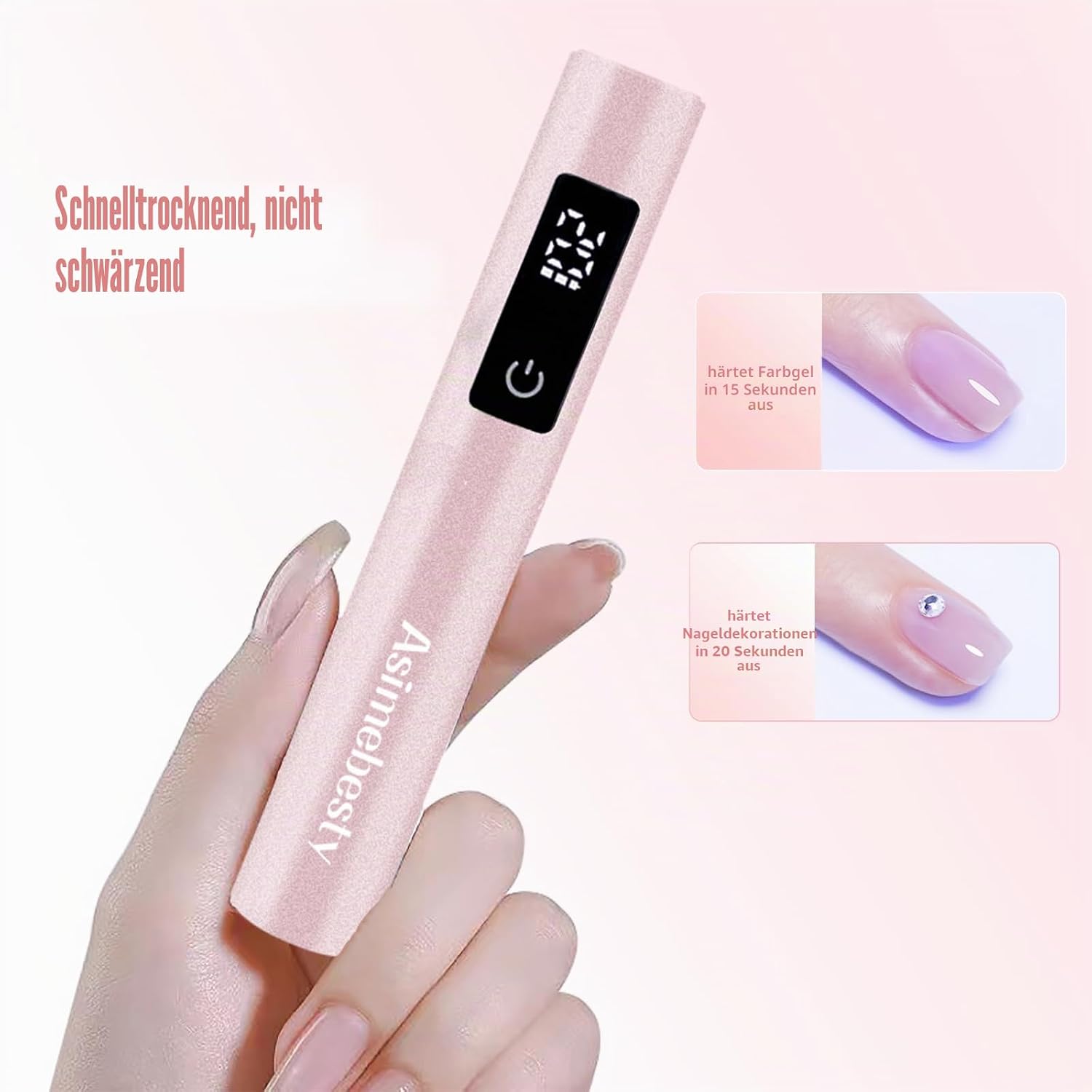 Thumbnail 6 de Asimebesty UV Lampe für Gelnägel – Wiederaufladbare Mini Lampe mit Ständer, 20/60/90 s, Rosa