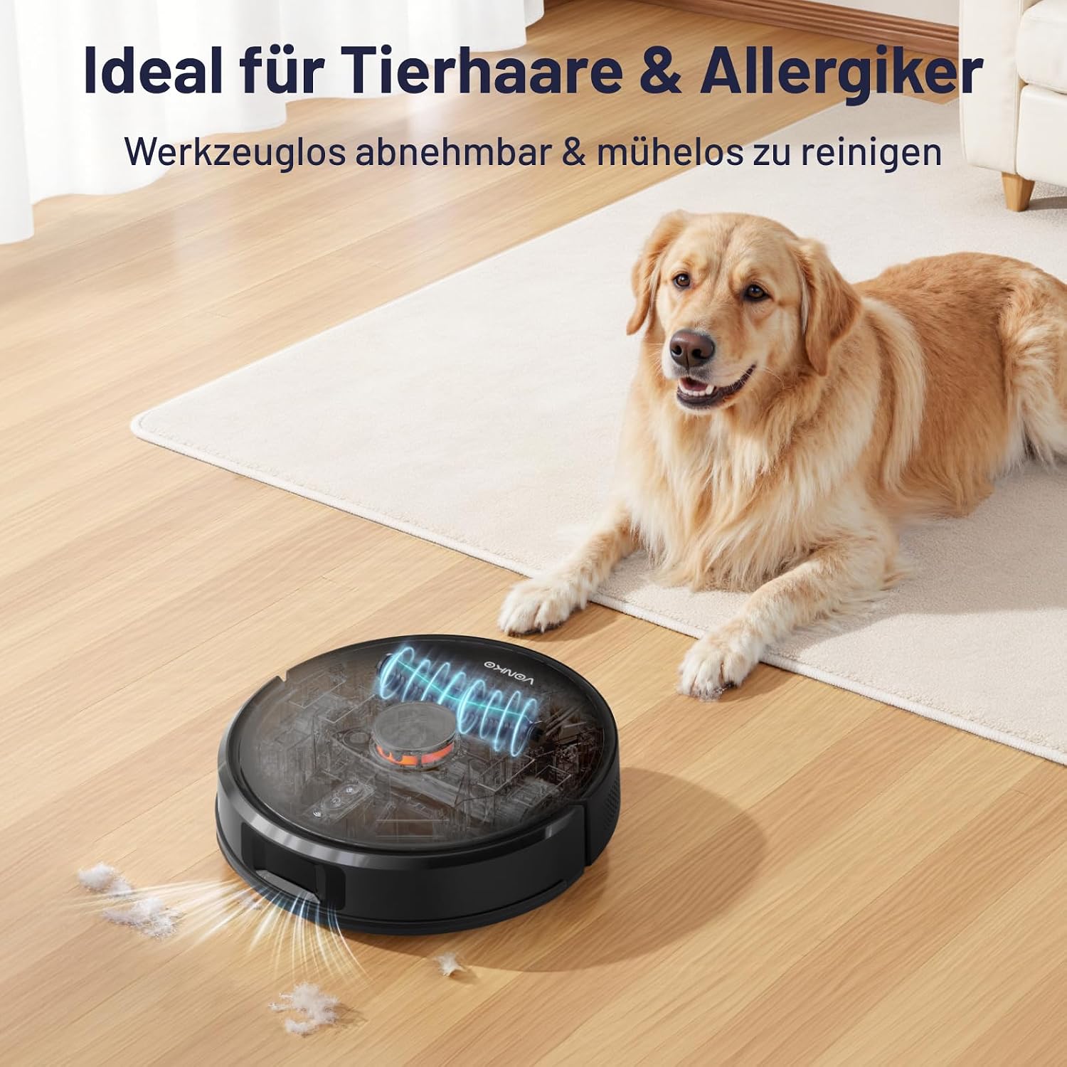 Detalle 2 de VONKO S6 Pro Saugroboter mit Wischfunktion und Absaugstation – 8000Pa, LiDAR 2.0, 180 Min., Ideal für Tierhaare