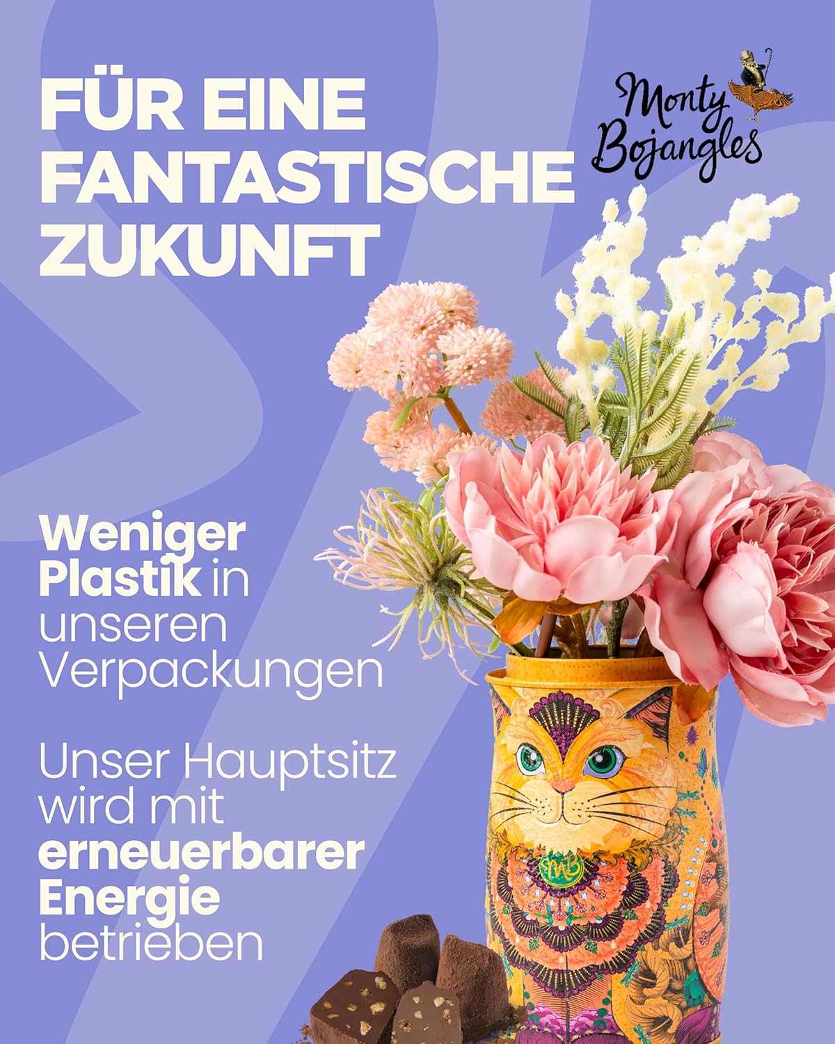 Detalle de Monty Bojangles Savanna Gold Schokoladentrüffel (135 g) – Flutter Scotch in Katzen-Design Sammlerdose