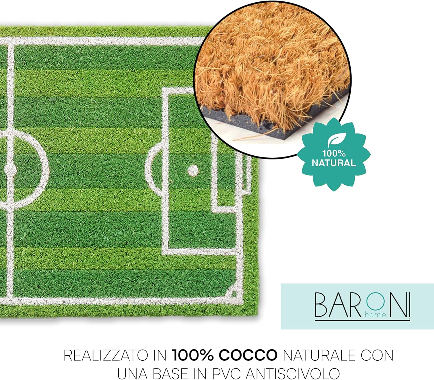 Detalle de Baroni Home Zerbino Ingresso Casa in Cocco Dipinto a Mano 70x40 cm