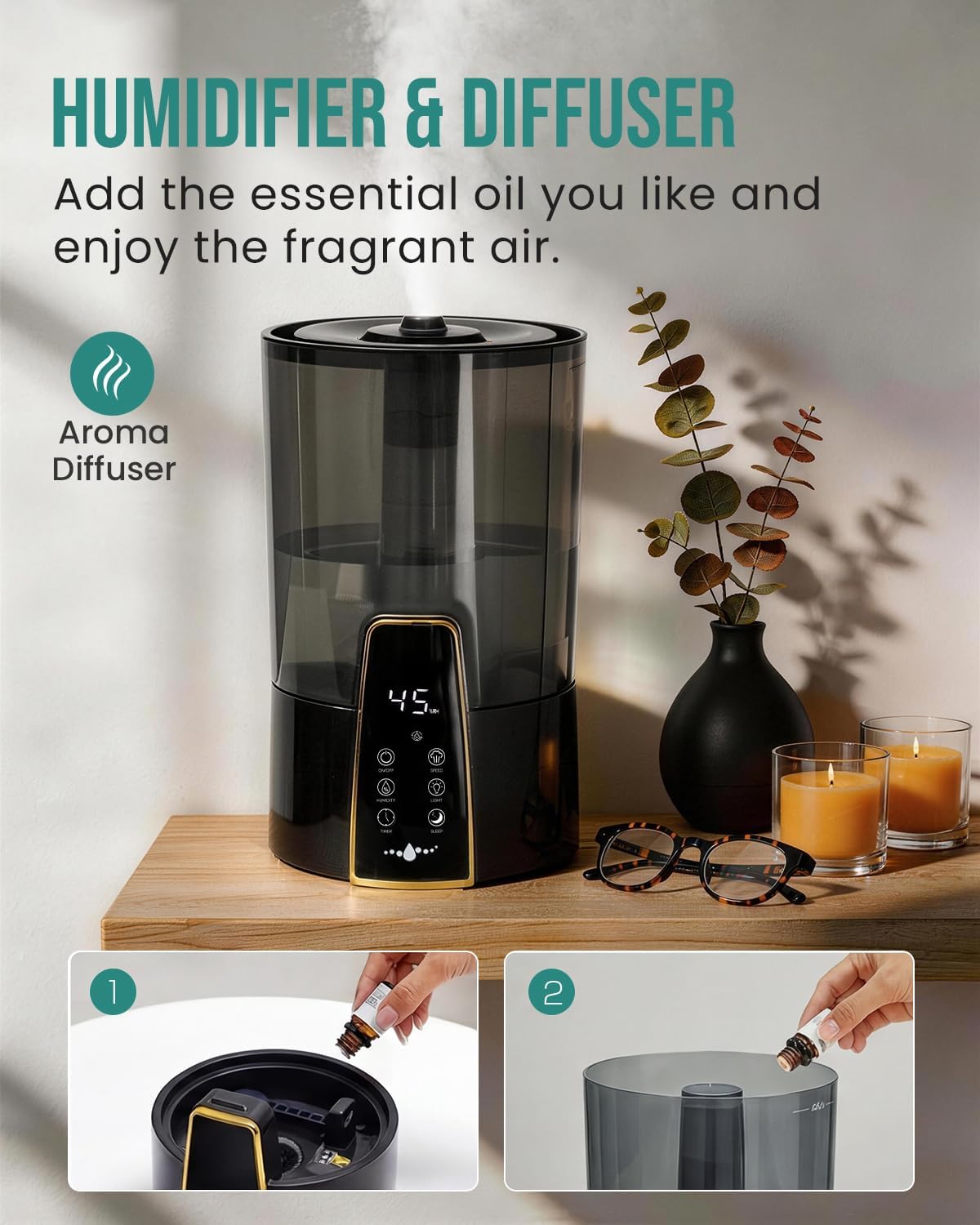 Thumbnail 6 de AILINKE MH-22301 4L Ultrasonic Humidifier with Top Fill and Remote