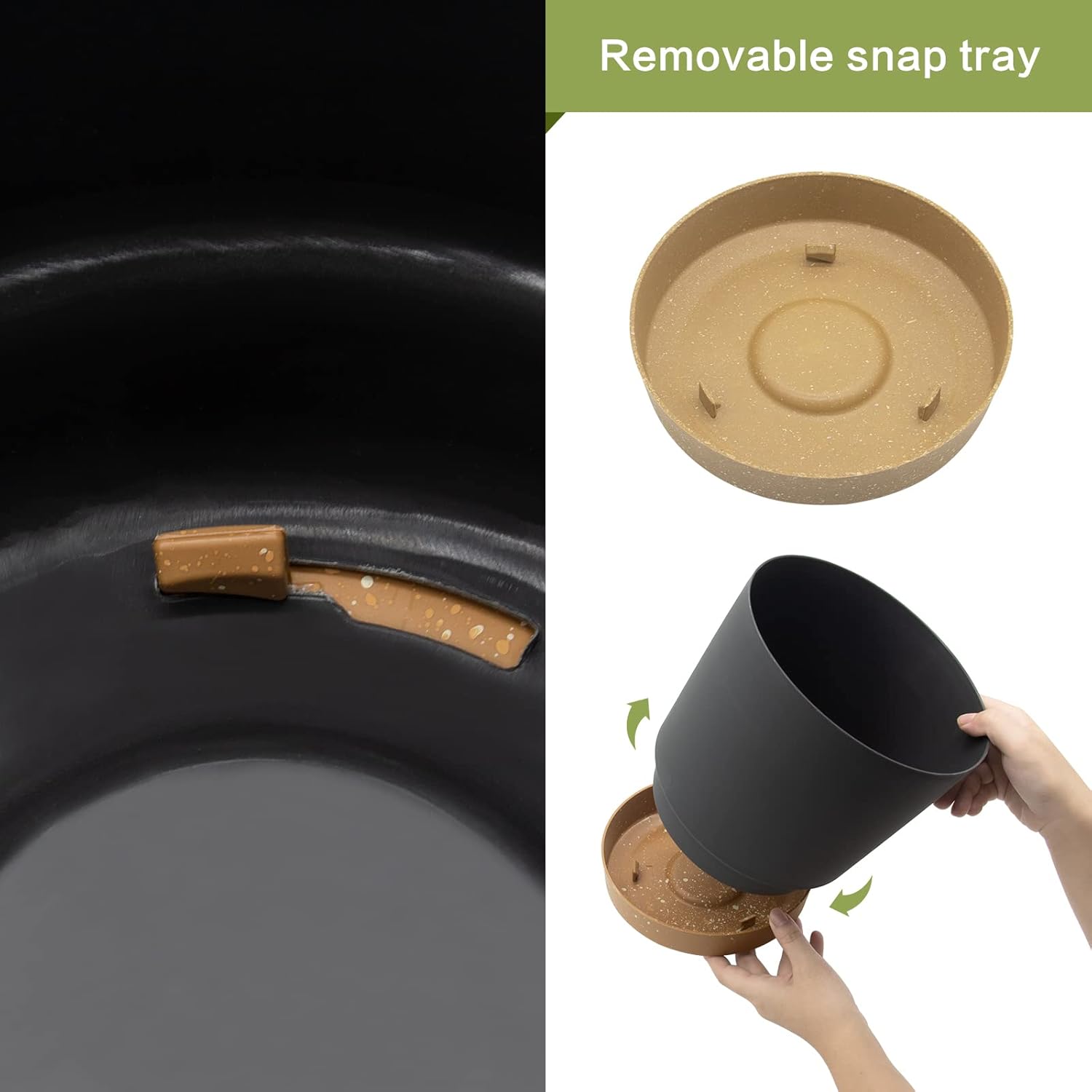 Thumbnail 3 de QCQHDU 30.5cm Plant Pot (2-Pack) with Drainage Holes & Saucer, Dark Grey