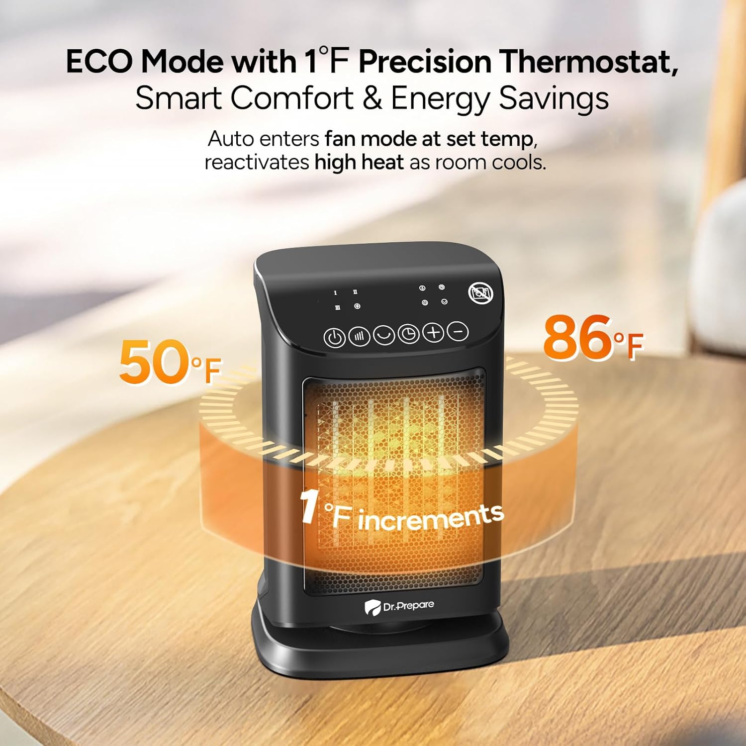 Thumbnail 3 de DR.PREPARE 1500W Small Space Heater with Thermostat