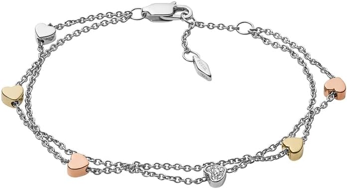 Detalle de Fossil bracciale inox doppia catena 19 cm