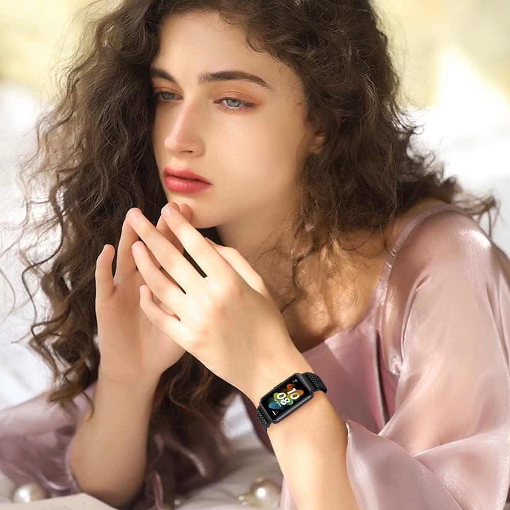 Thumbnail 6 de Huamanlou 2er-Pack elastisches Nylon-Uhrenarmband für Huawei Band 7 / 7 NFC (verstellbar, Schnellverschluss)