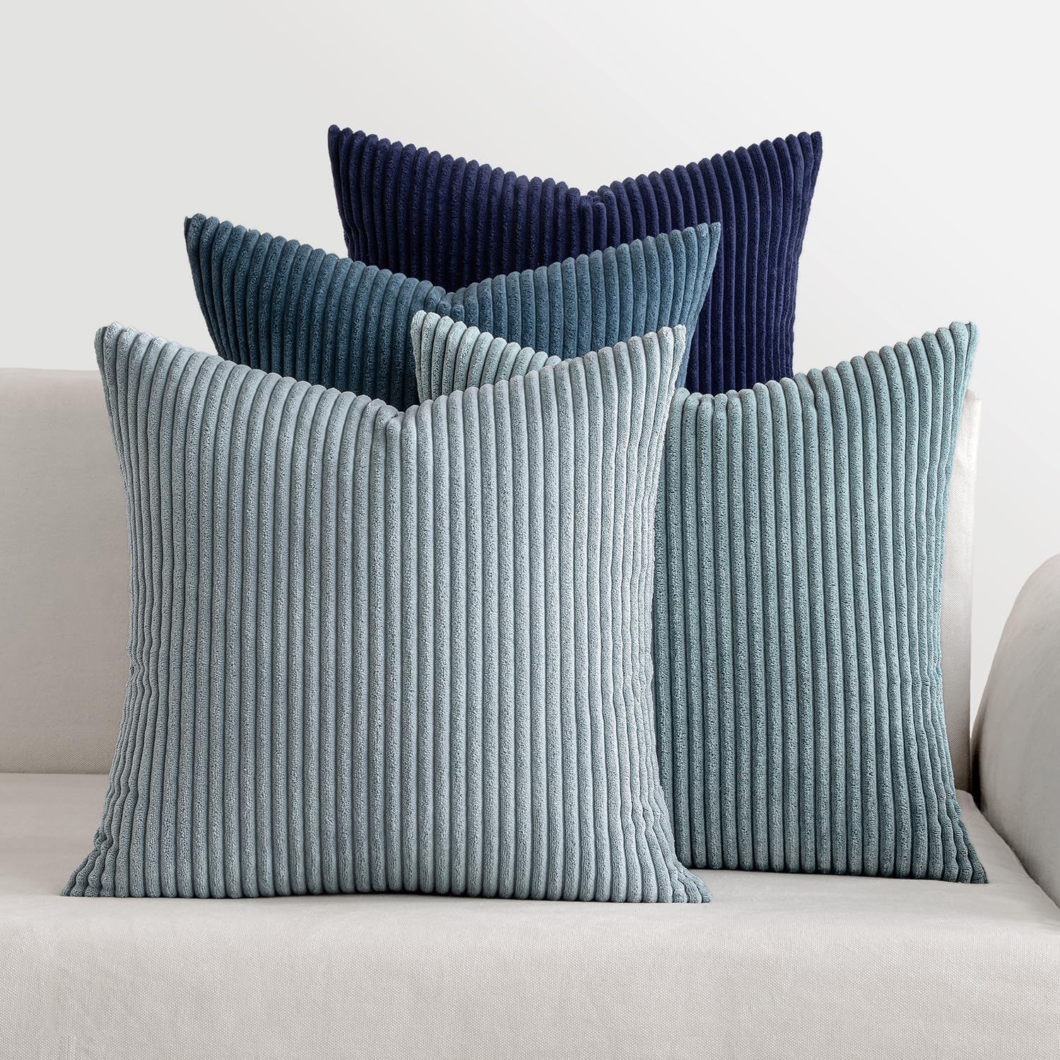 Detalle de MIULEE 20x20-Inch Dark Blue Corduroy Throw Pillow Covers, Set of 4
