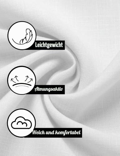 Detalle 1 de COOFANDY Herren Leinen Kurzarm Hemd Button-Down, A-Weiss, Größe L
