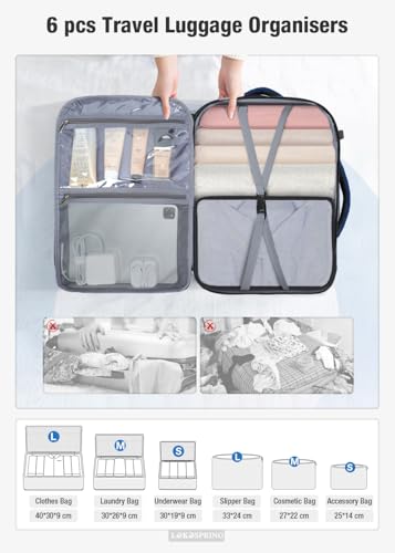 Thumbnail 4 de Lekespring Mochila de cabina para avión 40x20x25 (Ryanair) con 6 cubos de embalaje, 20L