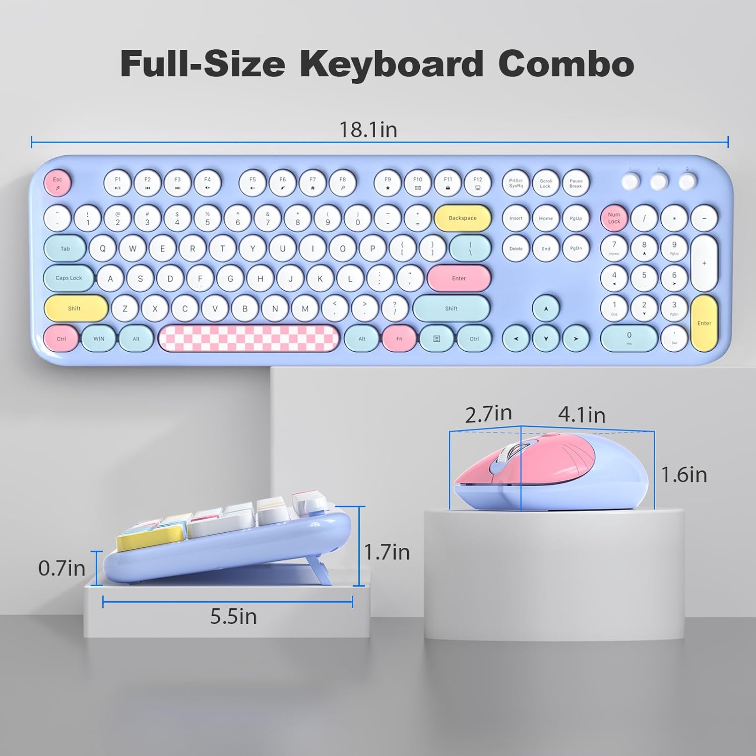 Thumbnail 5 de MOWUX Full Size Retro Wireless Keyboard and Mouse